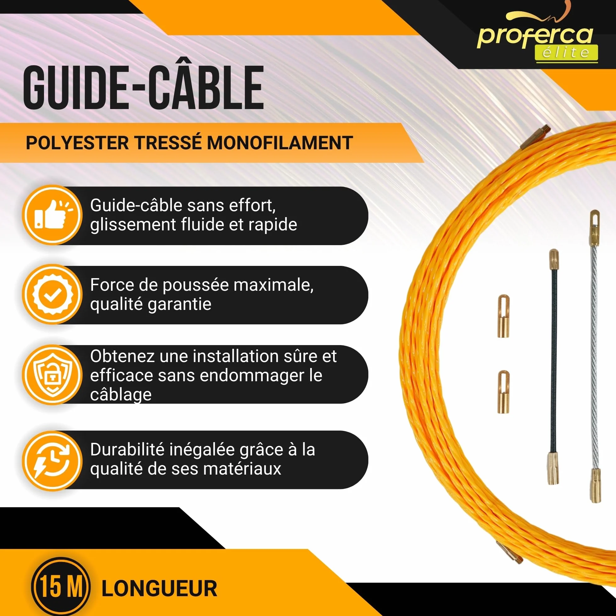Aiguille Electricien 3mm 15 Mètres Tire Fil Électrique Robuste Passe Câble