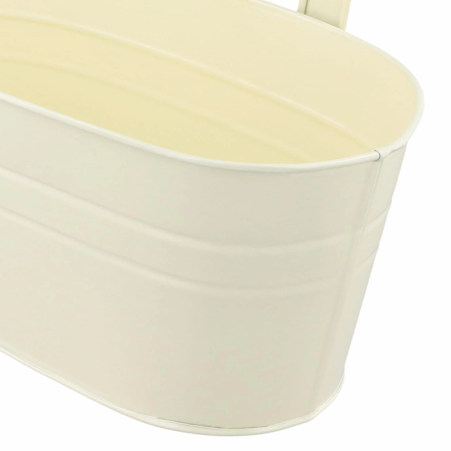Lot de 5 Pots de Fleurs Suspendus en Métal Beige pour Balcon - Jardinière Suspendue avec 2 Trous de Drainage - 27x14,5x12 cm - Intérieur et Extérieur