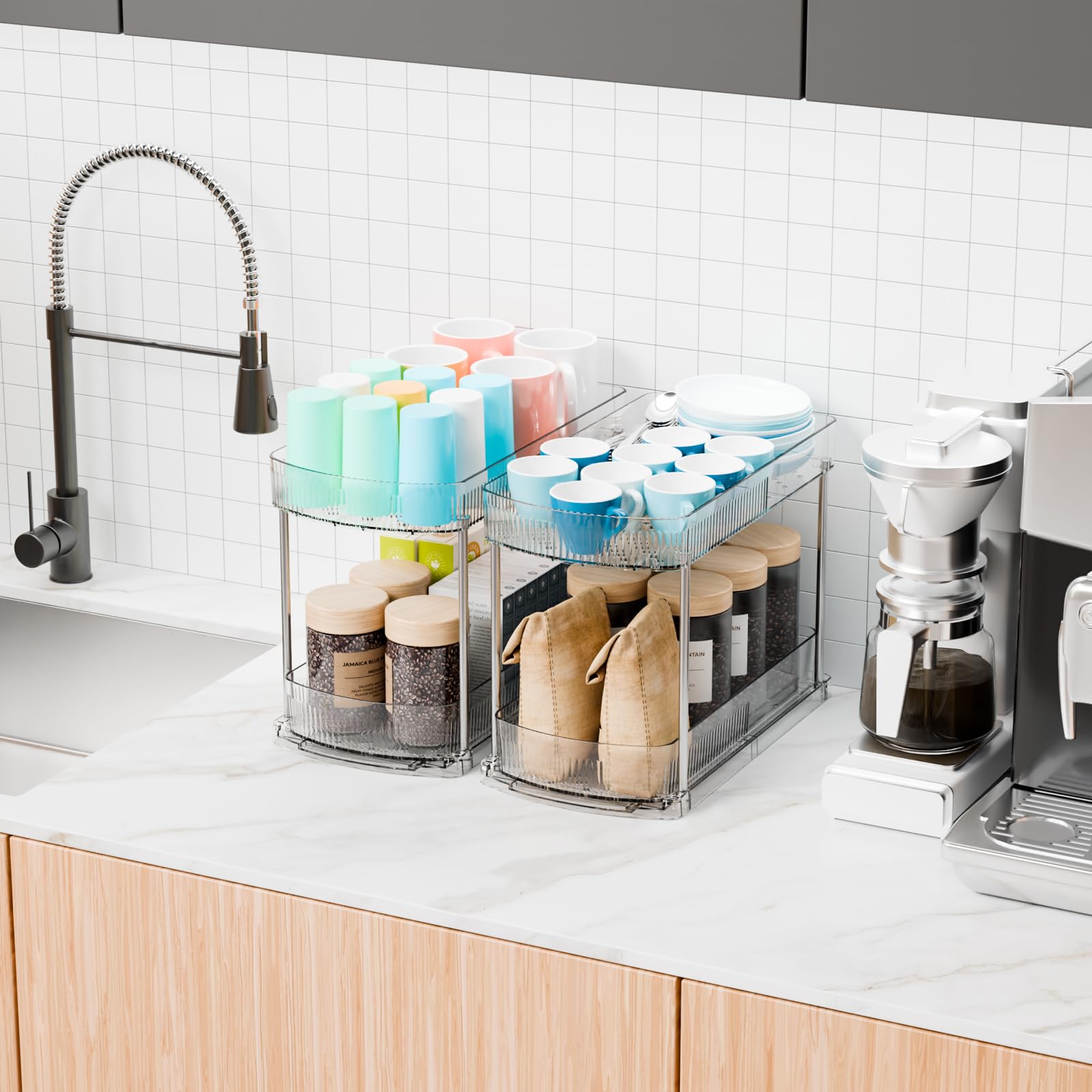 Clear Acrylic 2-Tier Pull-Out Under-Sink Organizer