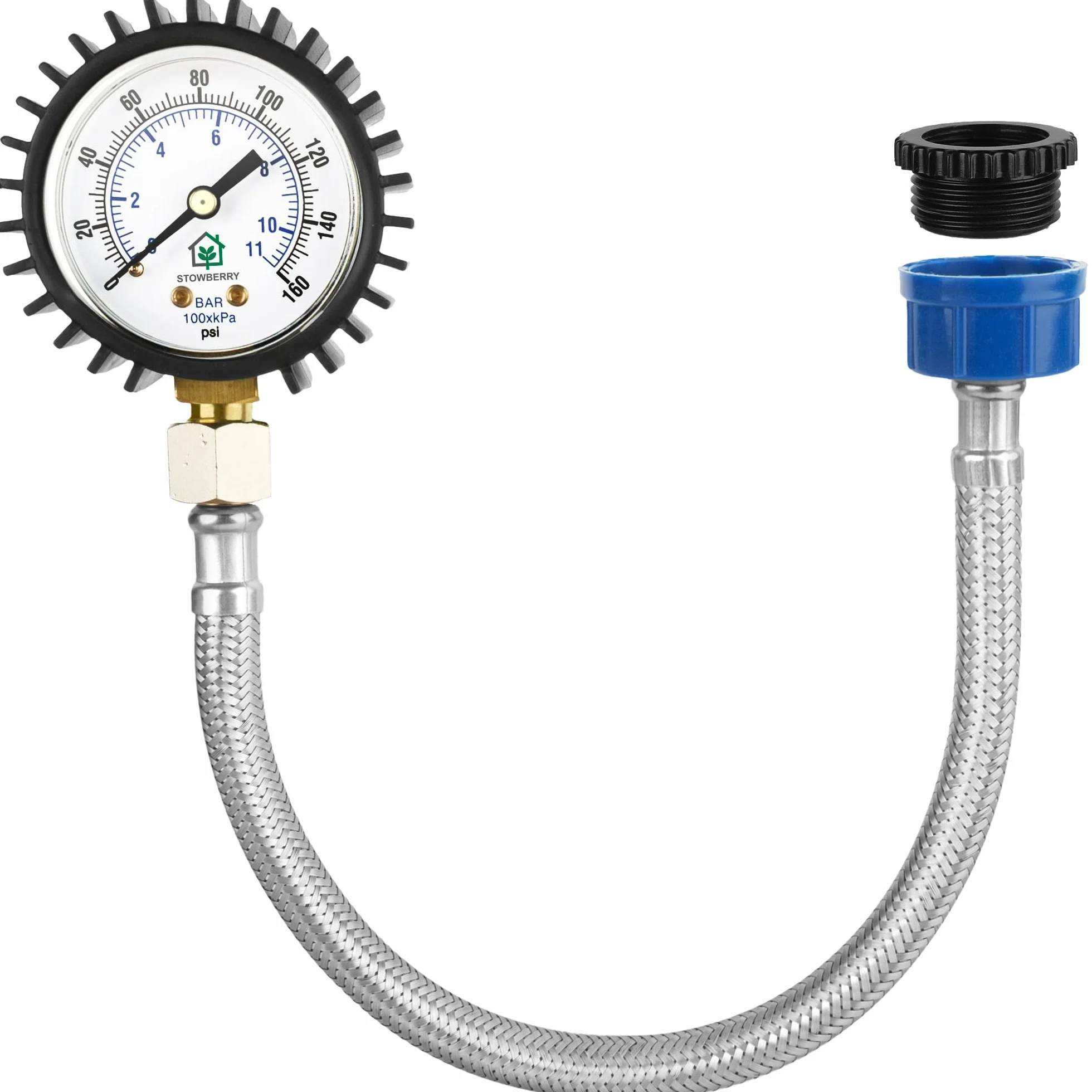 Manomètre de pression d'eau réseau 0-11 bar 0-160 PSI avec connecteur pour robinet de tuyau