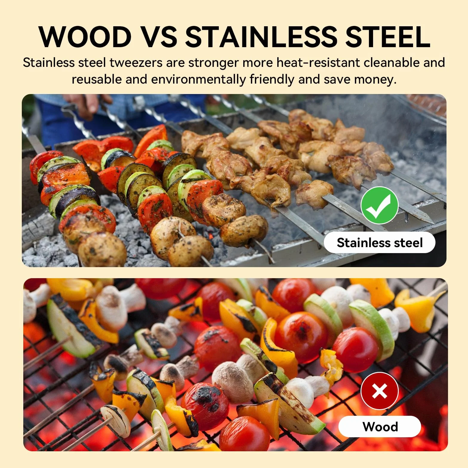 20 pcs Brochettes Barbecue, Brochettes à Viande Acier Inoxydable, BBQ Brochettes, Brochettes Métal Plat Brochettes,Légumes Pics à Brochettes, Pic a Brochette Inox, Kebab pour Brochettes Viande