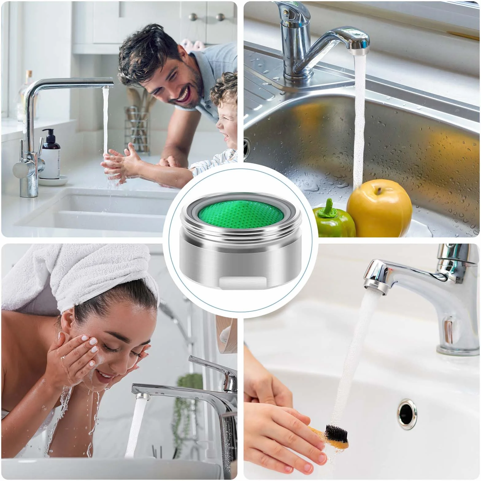 Vinabo Mousseur Robinet M24 Acier Inoxydable Aérateur Brise Jet Cuisine Salle de Bain Argent