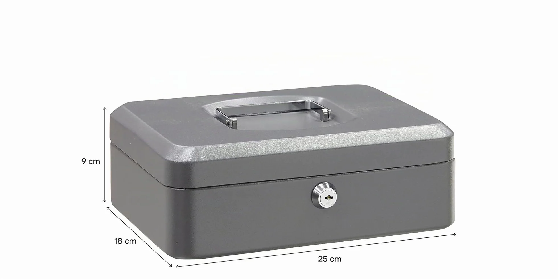ARREGUI C9236 Coffre fort portatif caisse à monnaie acier 25 cm gris graphite