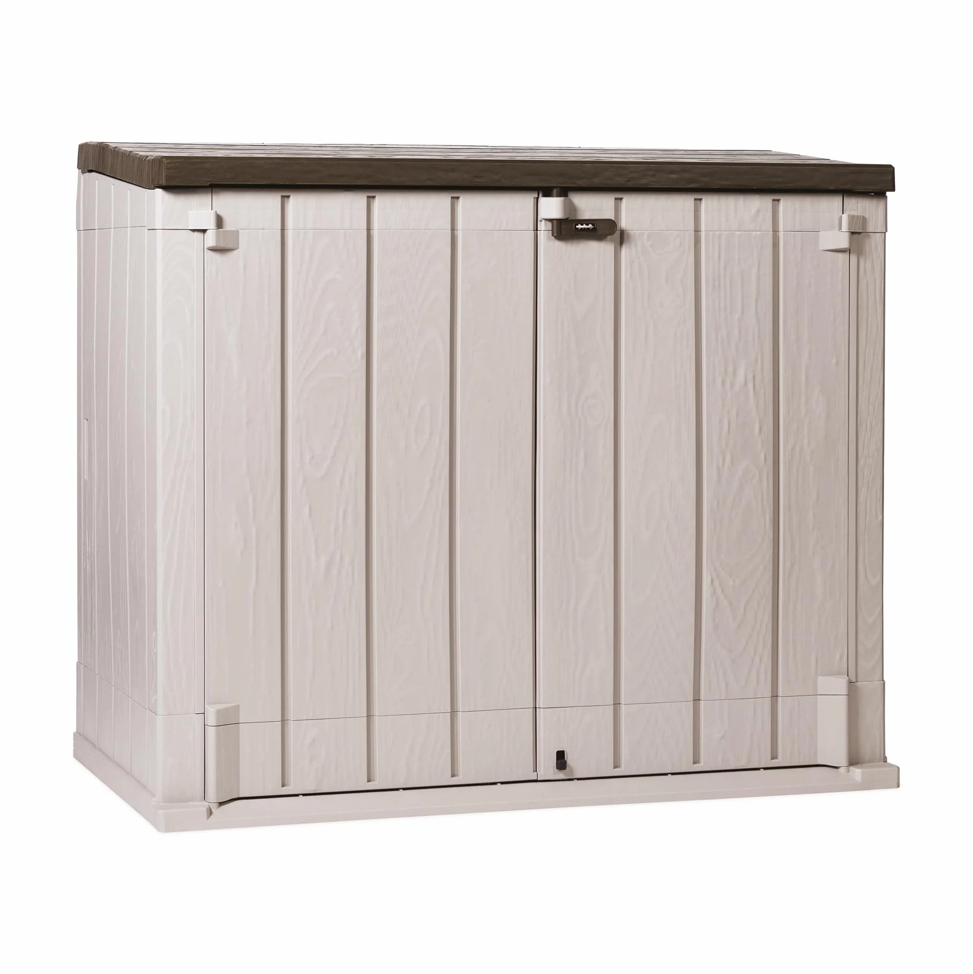 Toomax Stora Way Boîte à Outils extérieure polypropylène recyclé Effet Bois 1270 l Gris Taupe Marron