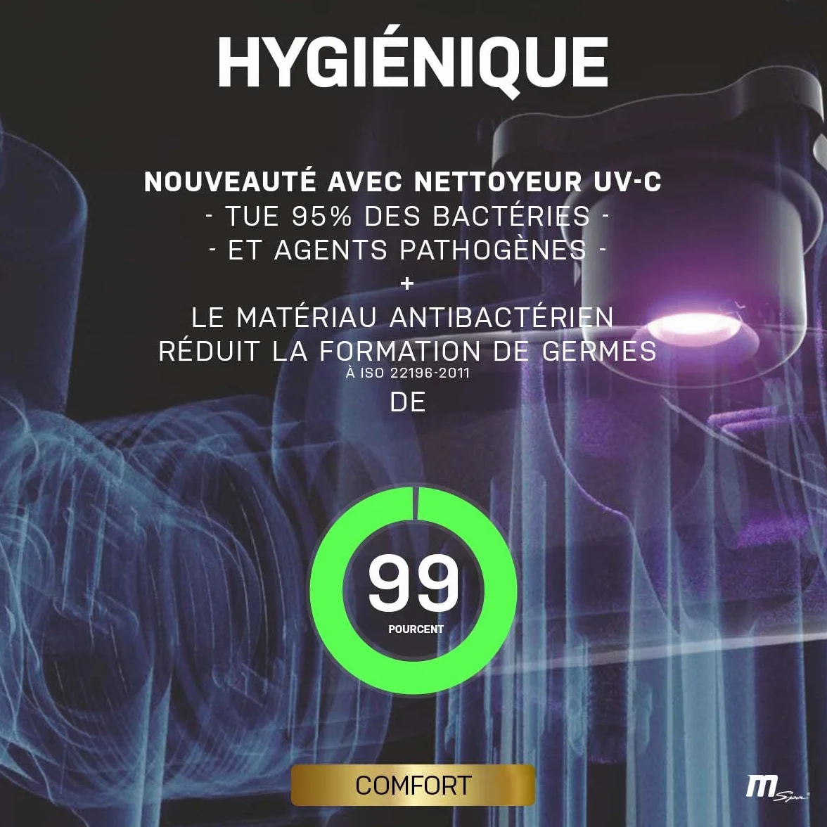 Miweba MSpa Spa Gonflable Extérieur Bergen C-BE041 | Rond ⌀ 180,0 cm - Spa Gonflable 4 Personnes - Nettoyage UV-C - Jusqu'à 1077 L - 40°C - Télécommande - 118 Jets (4 Personnes)