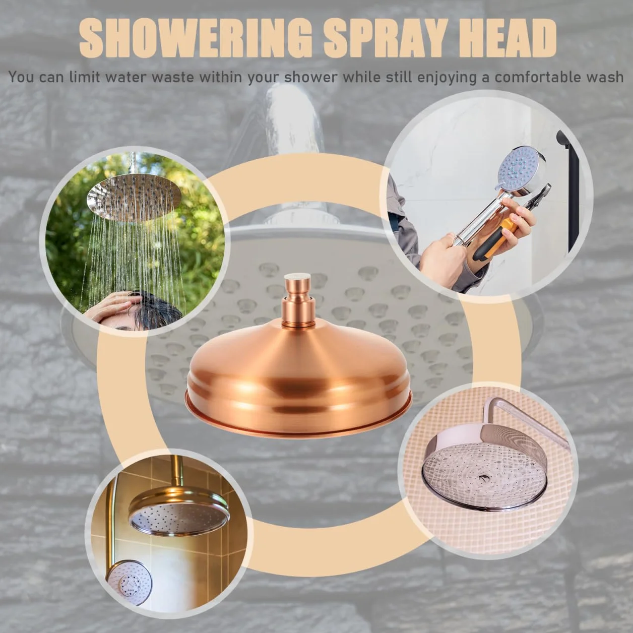 Angoily Pommeau De Douche En Cuivre Antique 8 Pouces Buse De Plafond Pour Salle De Bain