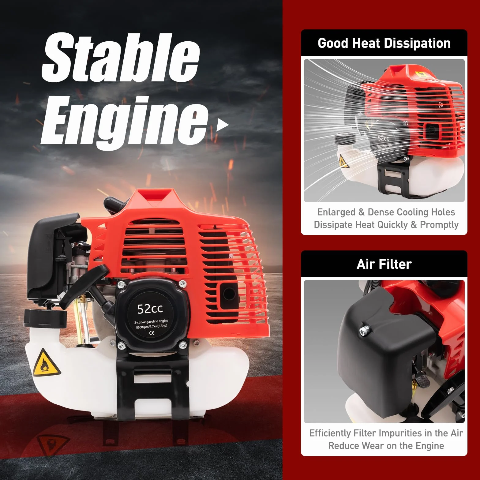 Balayeuse à essence Fraise à neige 52 cm Moteur 2 temps 1,7 kW