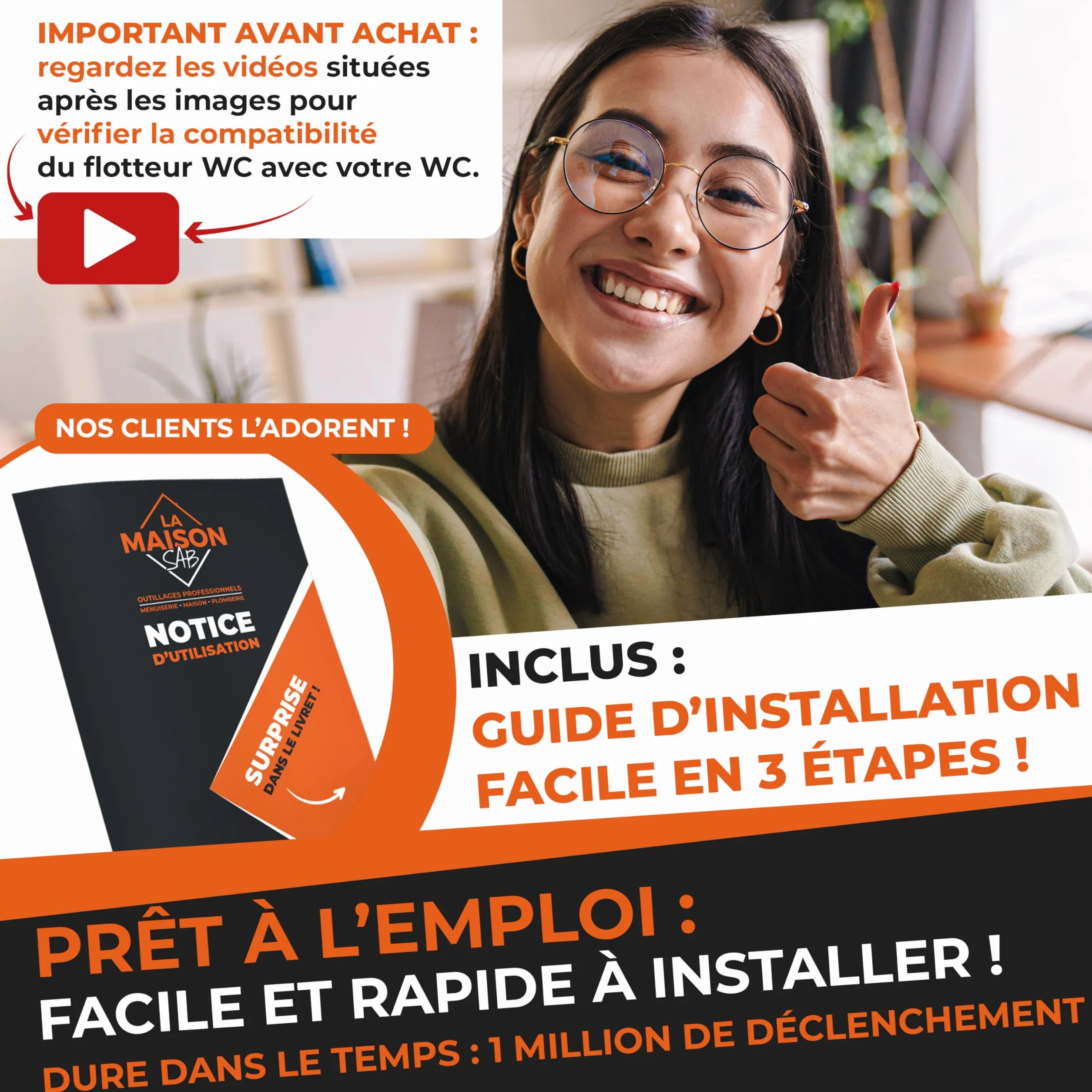 Flotteur WC Durable Robinet à Mécanisme Horizontal pour Toilette avec Joint et Filtre Garantie 10 ans