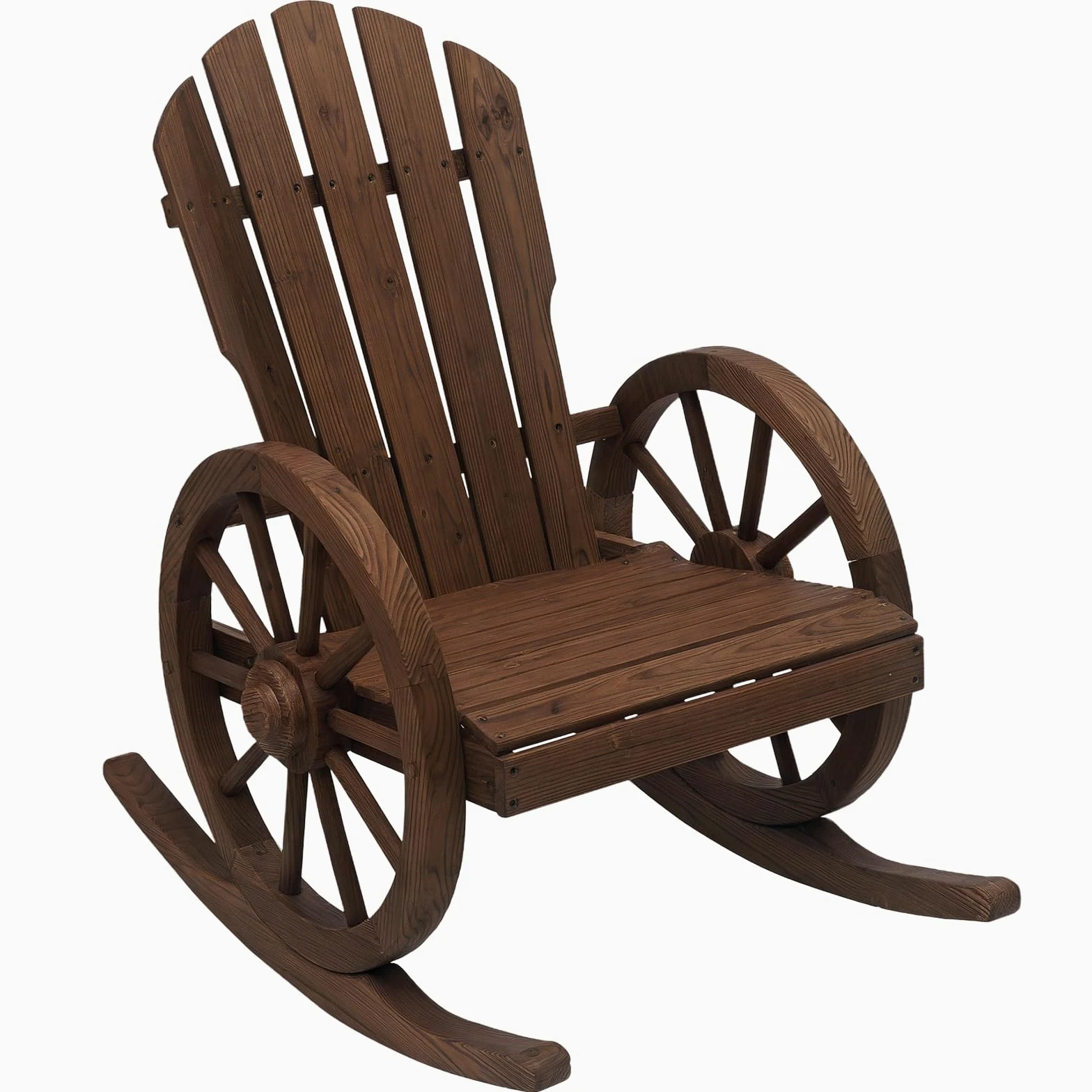 Outsunny Fauteuil de Jardin Adirondack à Bascule Rocking Chair Style Rustique Chic accoudoirs Roues Charette Bois Sapin traité carbonisation
