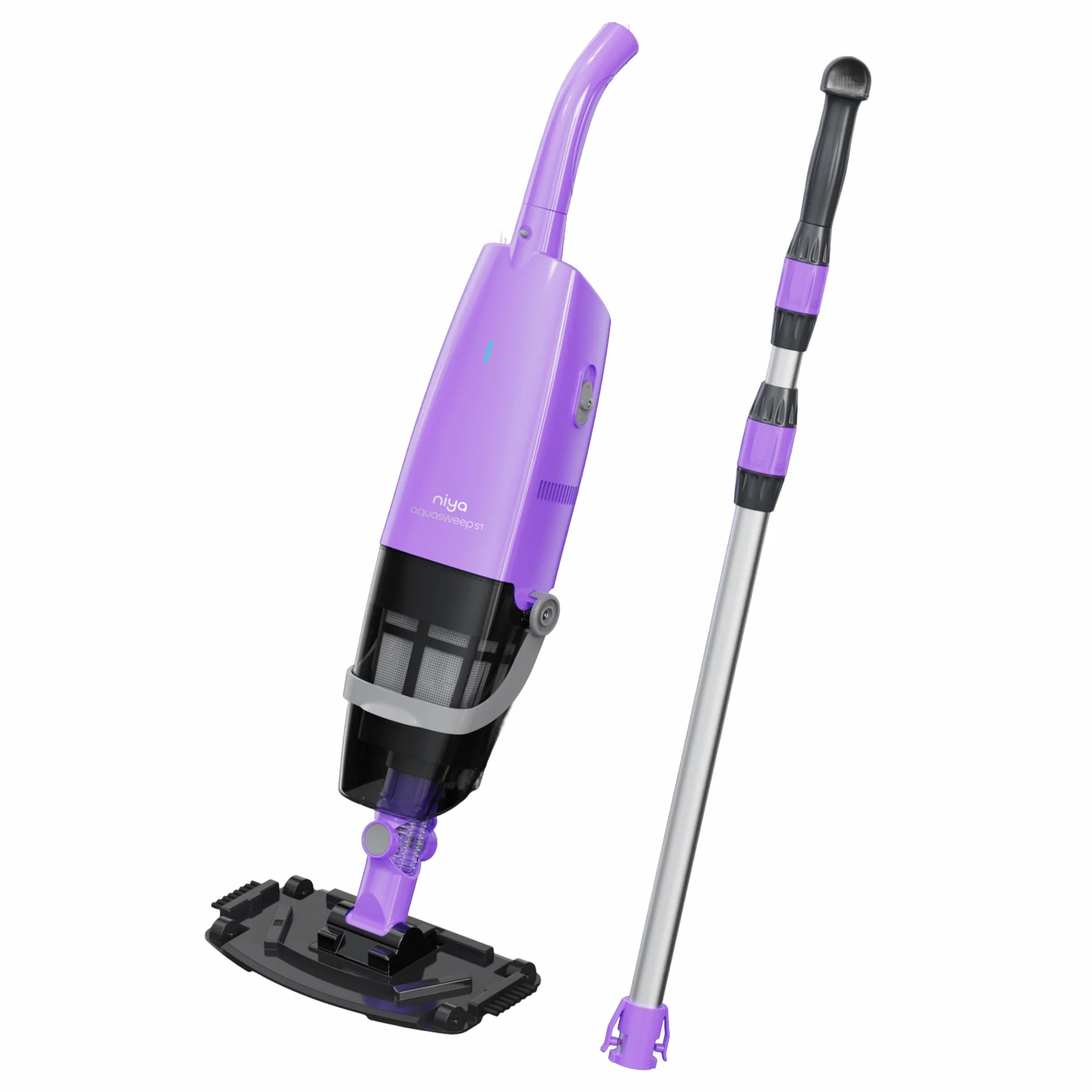 Niya AquaSweep S1 Aspirateur de Piscine sans Fil avec Manche télescopique, Aspiration puissante, Nettoyage des Coins Difficiles d’accès, Autonomie de 60 Min, pour Piscines Hors-Sol et enterrées, Spas