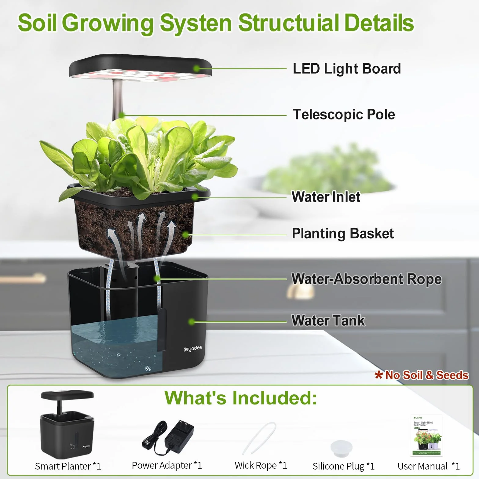 Systèmes de Culture de Jardin d'intérieur LED 17 W Minuterie Automatique Pot de légumes
