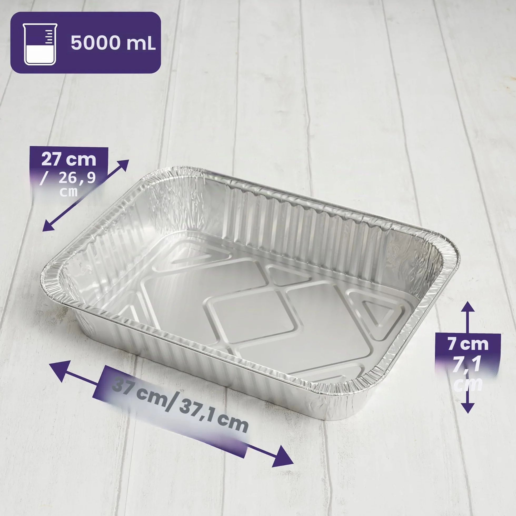 Barquettes Aluminium Grand Format 37×27 cm 5 L MATANA Lot de 25 Empilables Four & Congélateur