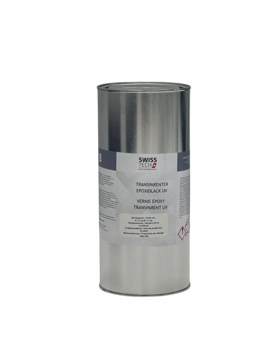 Vernis Époxy Transparent 4,8 KG pour 40 m² | Résine Époxy 2K Protection Sol Garage | Brillant, Résistant UV, Résistant Chimiques | SwissTech
