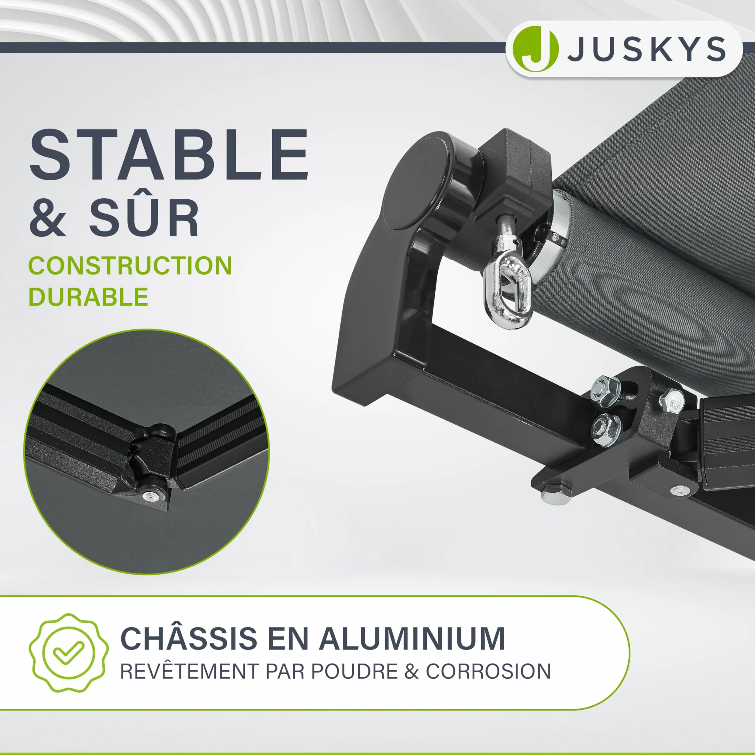 Juskys Store Banne à Bras Articulés 400x300 cm, UV40+, Déperlant, avec Manivelle, Longueur & Inclinaison Réglables, Terrasse, Balcon - Gris