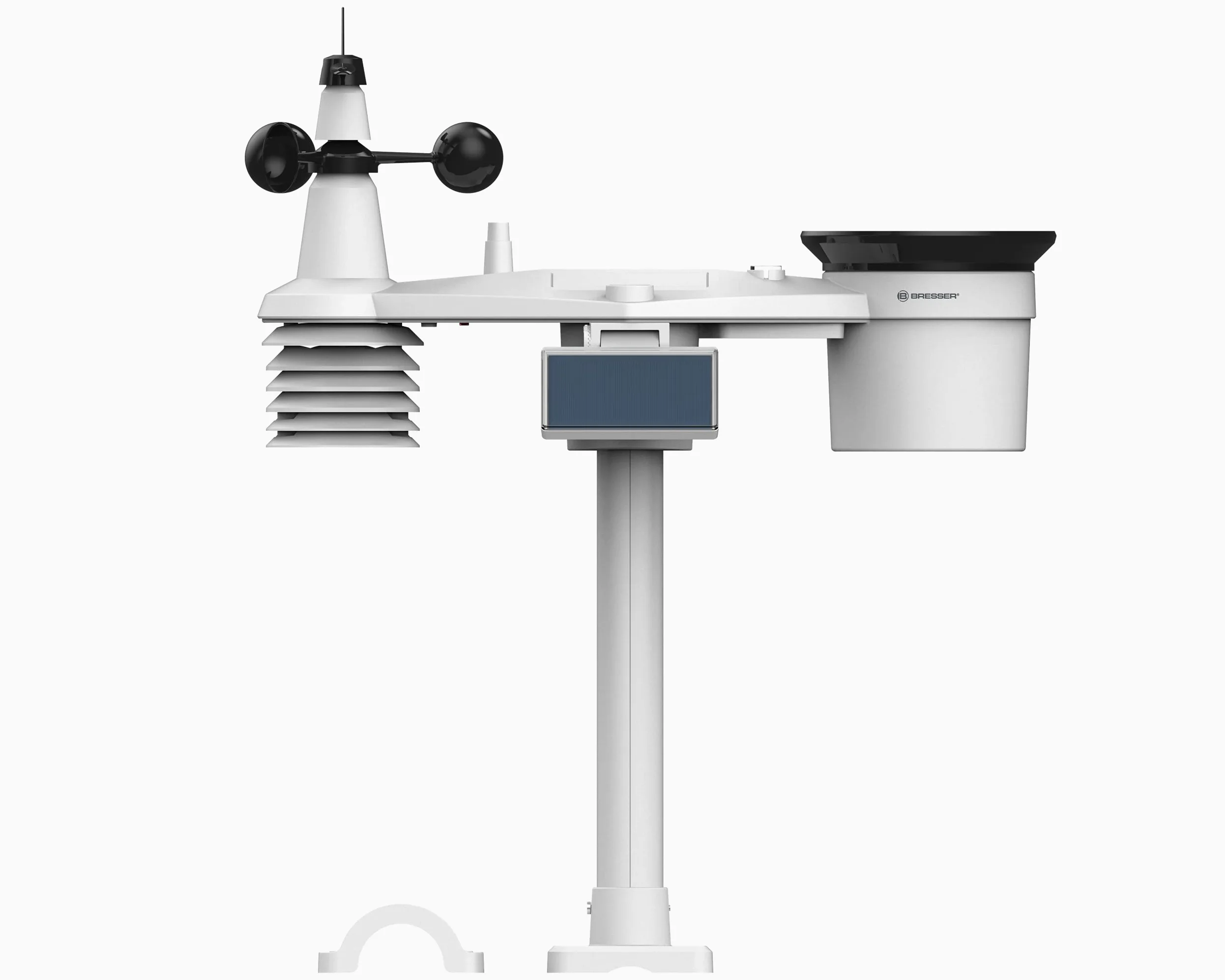 BRESSER WLAN 4CAST Station Météo sans Fil WiFi avec Capteur Extérieur 7 en 1 À L’énergie Solaire avec Prévisions Météo À 6 Jours et D’Autres Données Météo Noir