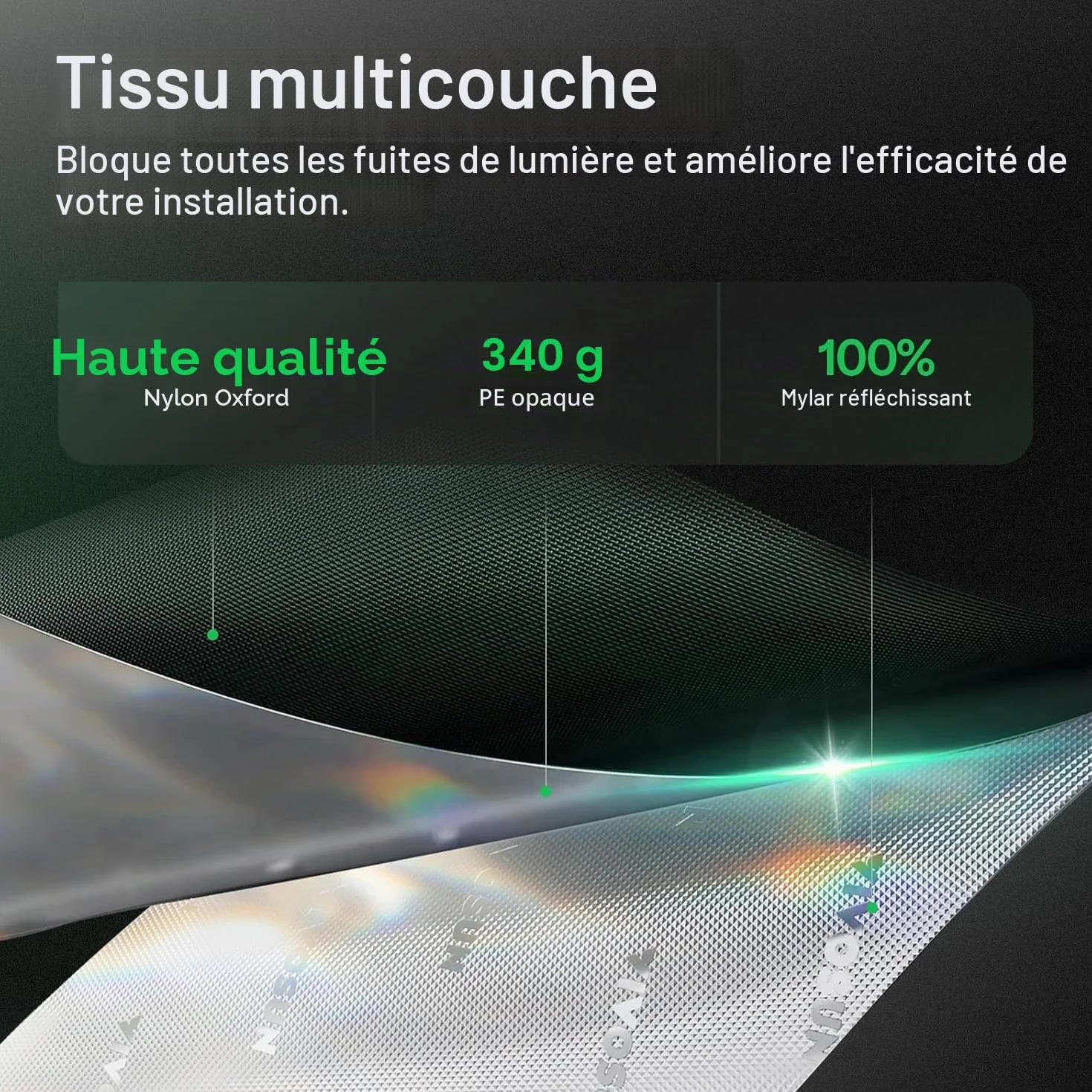 VIVOSUN Tente de Culture 120x60x150cm, Lumière-Proof avec Mylar Réfléchissant