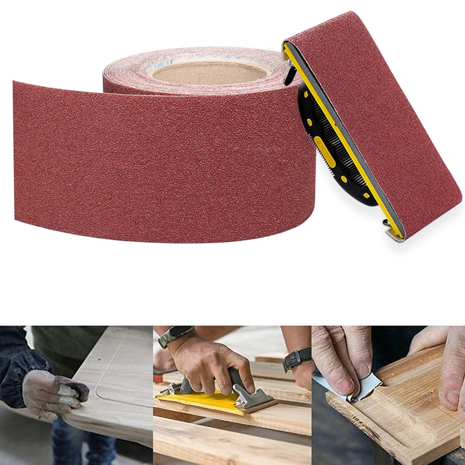Rouleau de Papier Abrasif Grain 120, 93 mm x 10 m, Toile émeri à Base de Tissu, Ponçage Humide pour Métal Bois