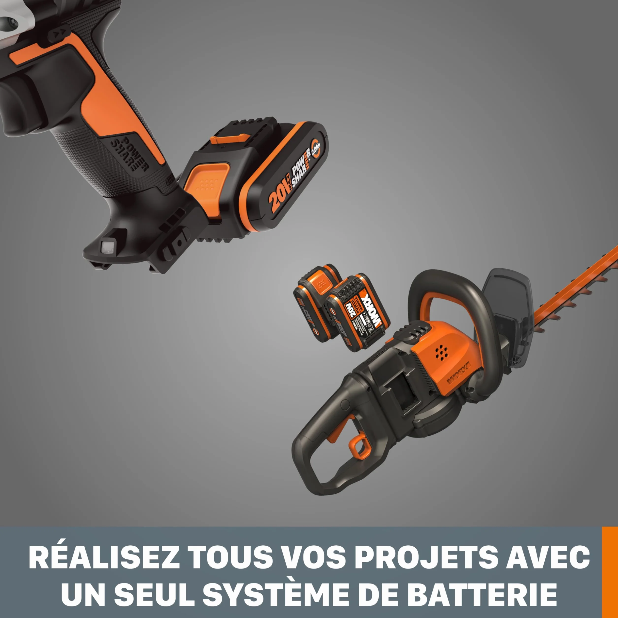 WORX Batterie Powershare Pro Lithium-Ion 20V 2Ah WA3639 Compatible Outils PowerShare