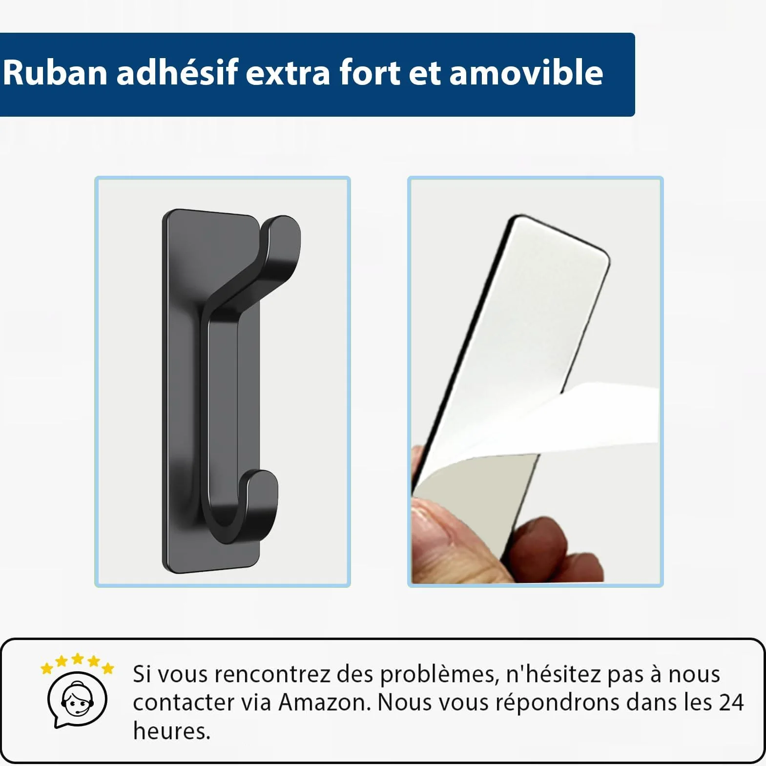 Pickpiff Porte Serviette Adhésif Mural Salle de Bain, Accroche Torchon Cuisine, Sans Percer, Etanche, Antirouille, Noir, 4 Pièces