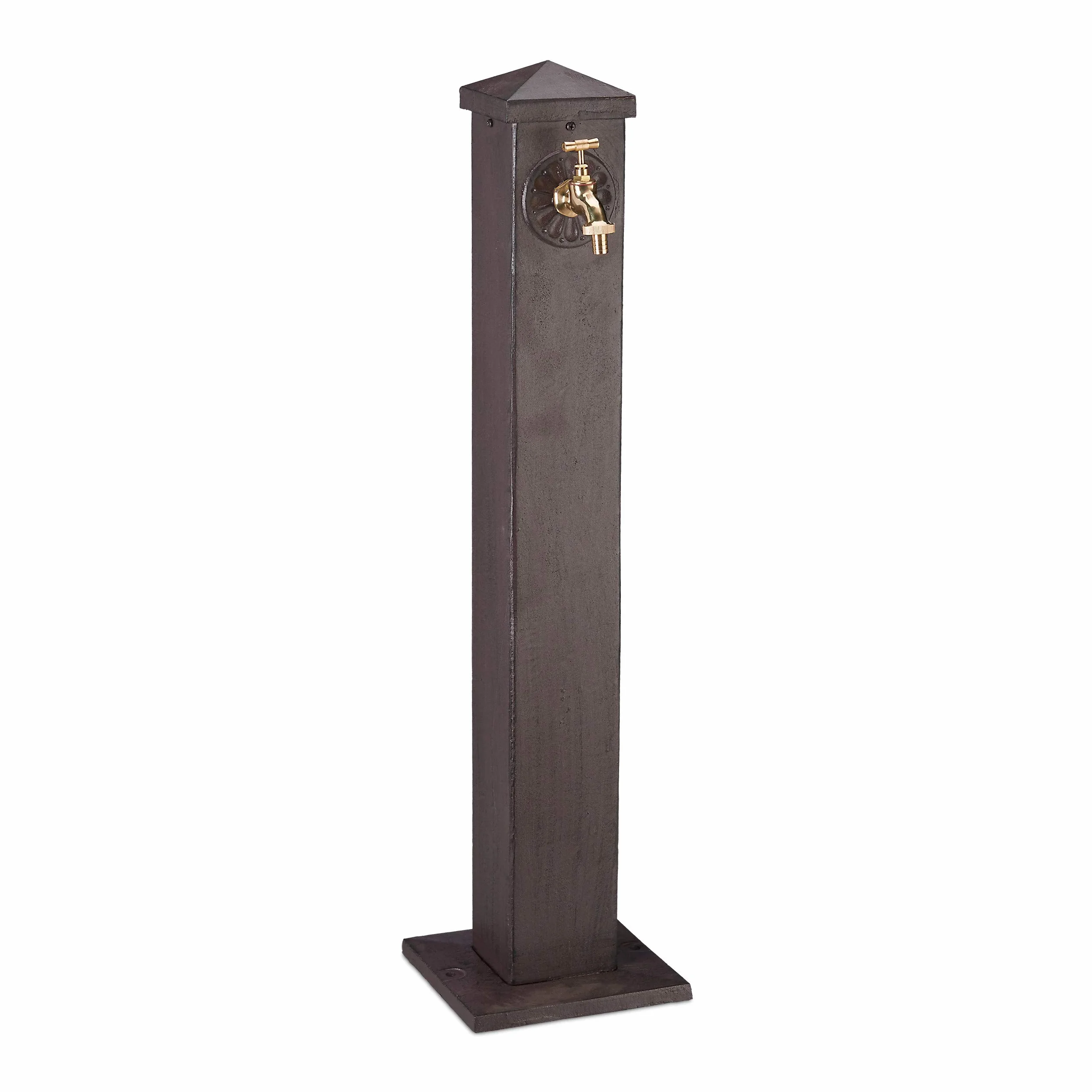 Relaxdays Pompe à Eau pour Jardin, carrée, Style Antique, Robinet Connexion de 3/4 de Pouce, 91 cm Hauteur,Couleurs