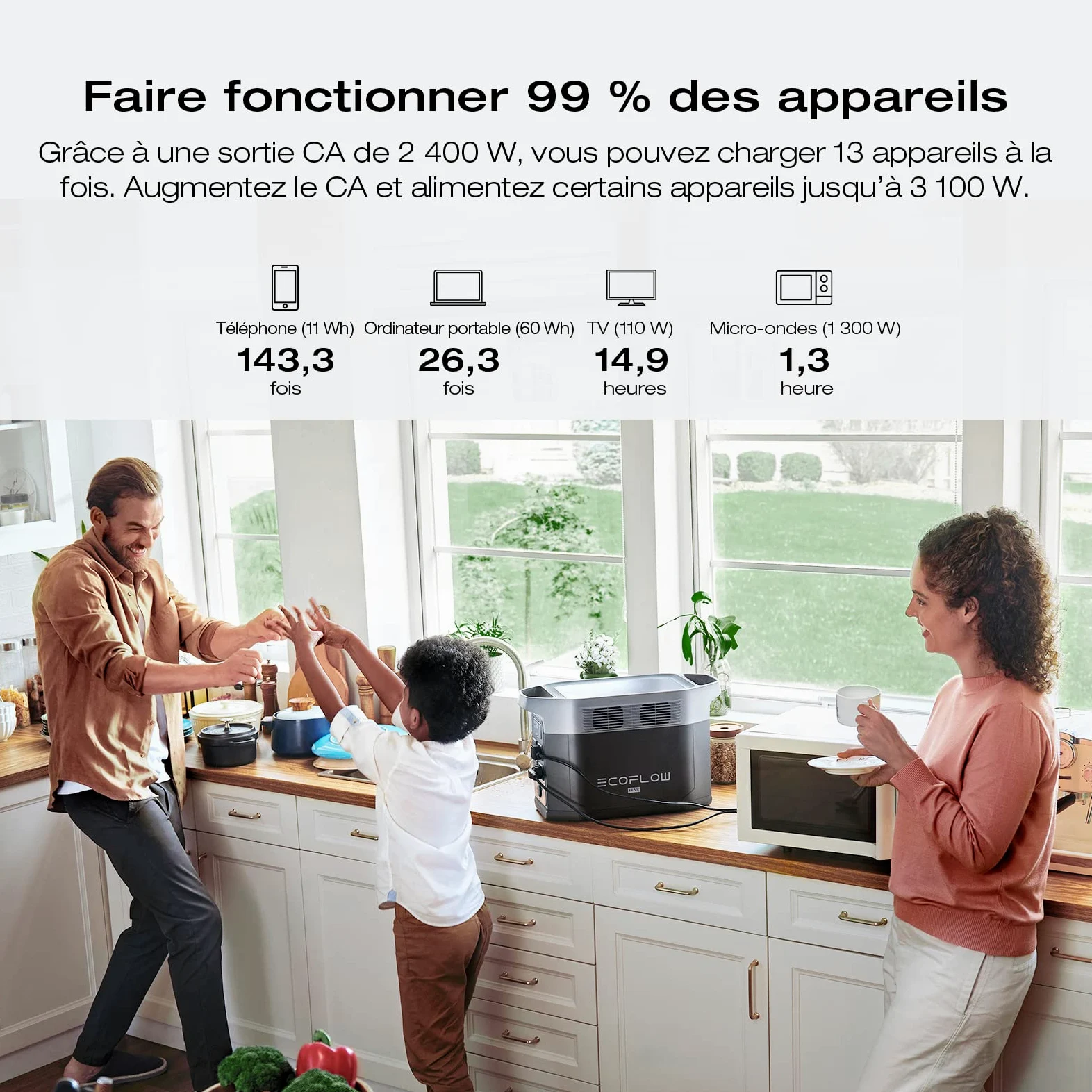 Station électrique portable EcoFlow DELTA 2 Max, capacité 2048Wh, batterie LFP, recharge rapide, seuls quelques petits défauts dans l'emballage, le produit n'a pas été utilisé(Reconditionné)