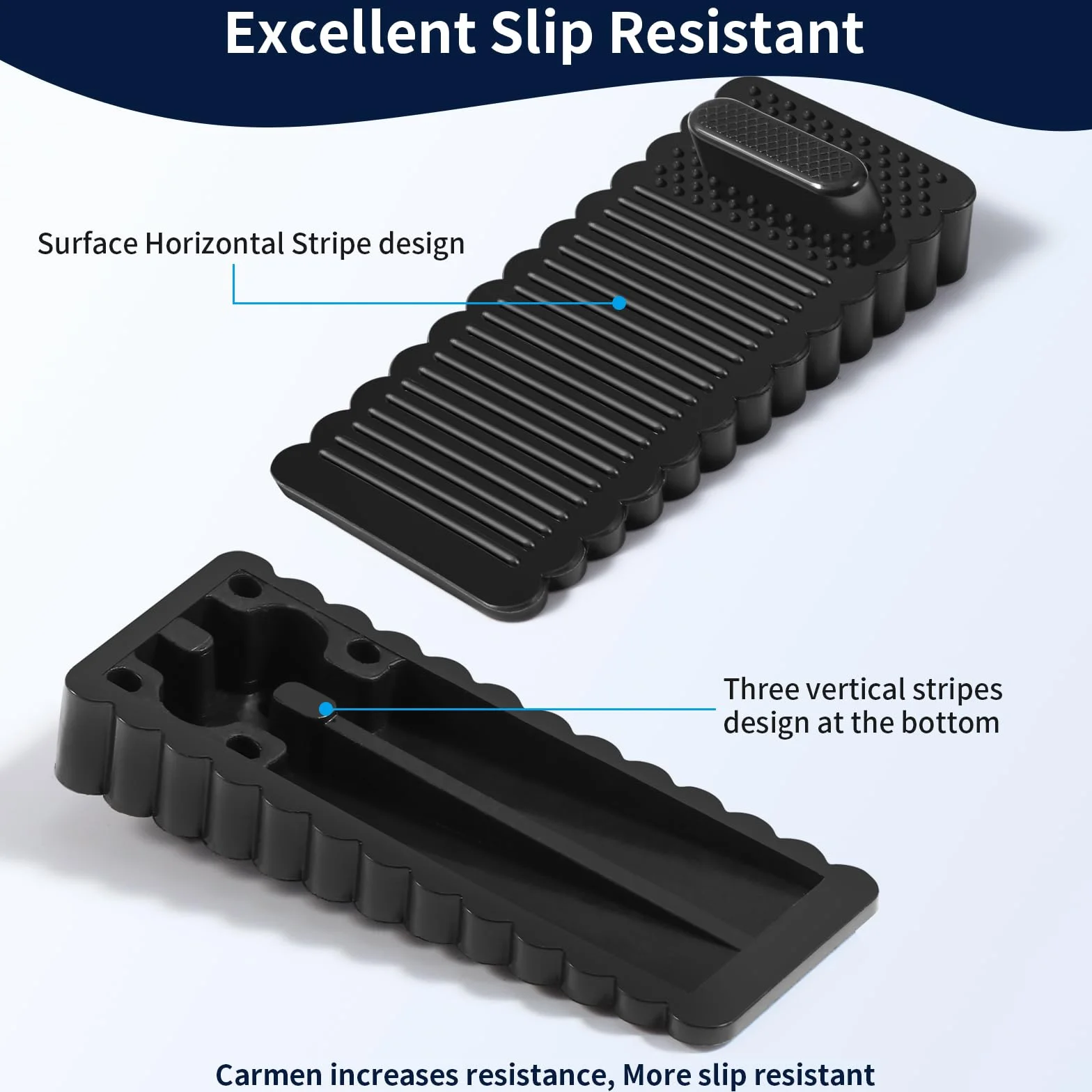 Bloque Porte Sol PVC Réglable en Hauteur 6 Pièces - Noir