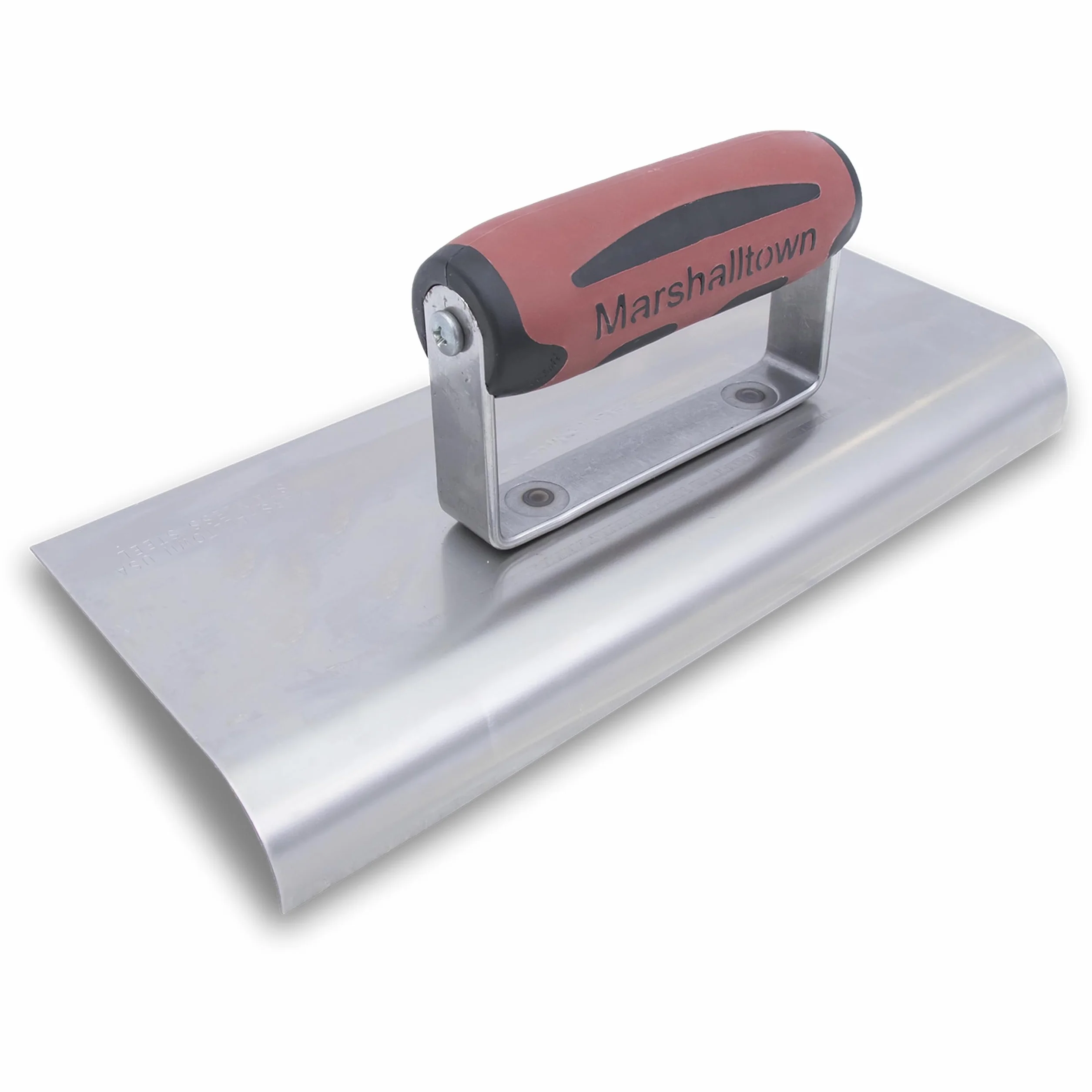 Truelle de bordure Marshalltown en acier inoxydable avec manche Durasoft, pour arrondir le béton, rayon : 19 mm, lèvre 25 mm, taille de la truelle : 254x102 mm