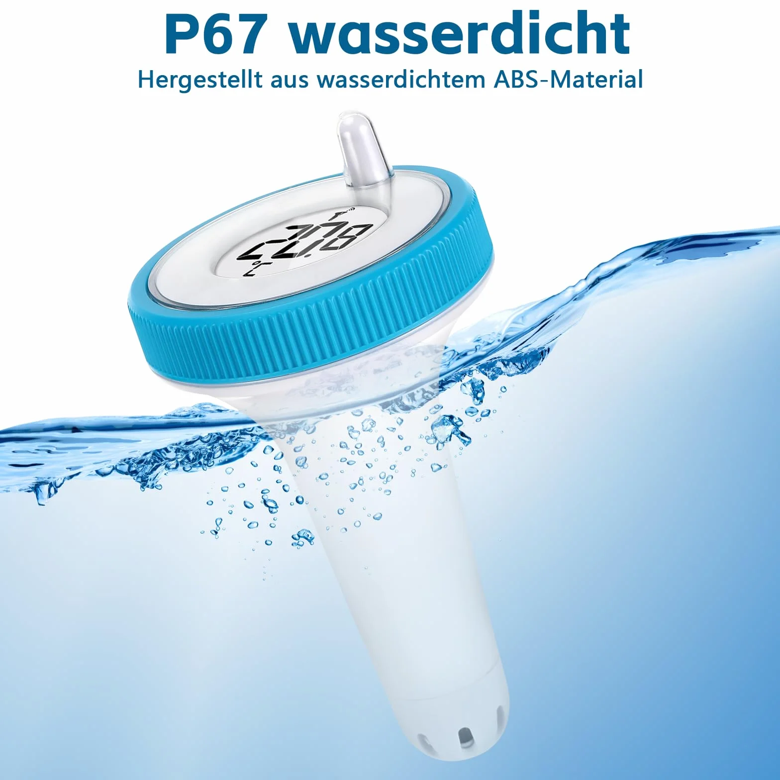 Thermomètre de Piscine Connecté Sans Fil IP67 Flotter Bleu