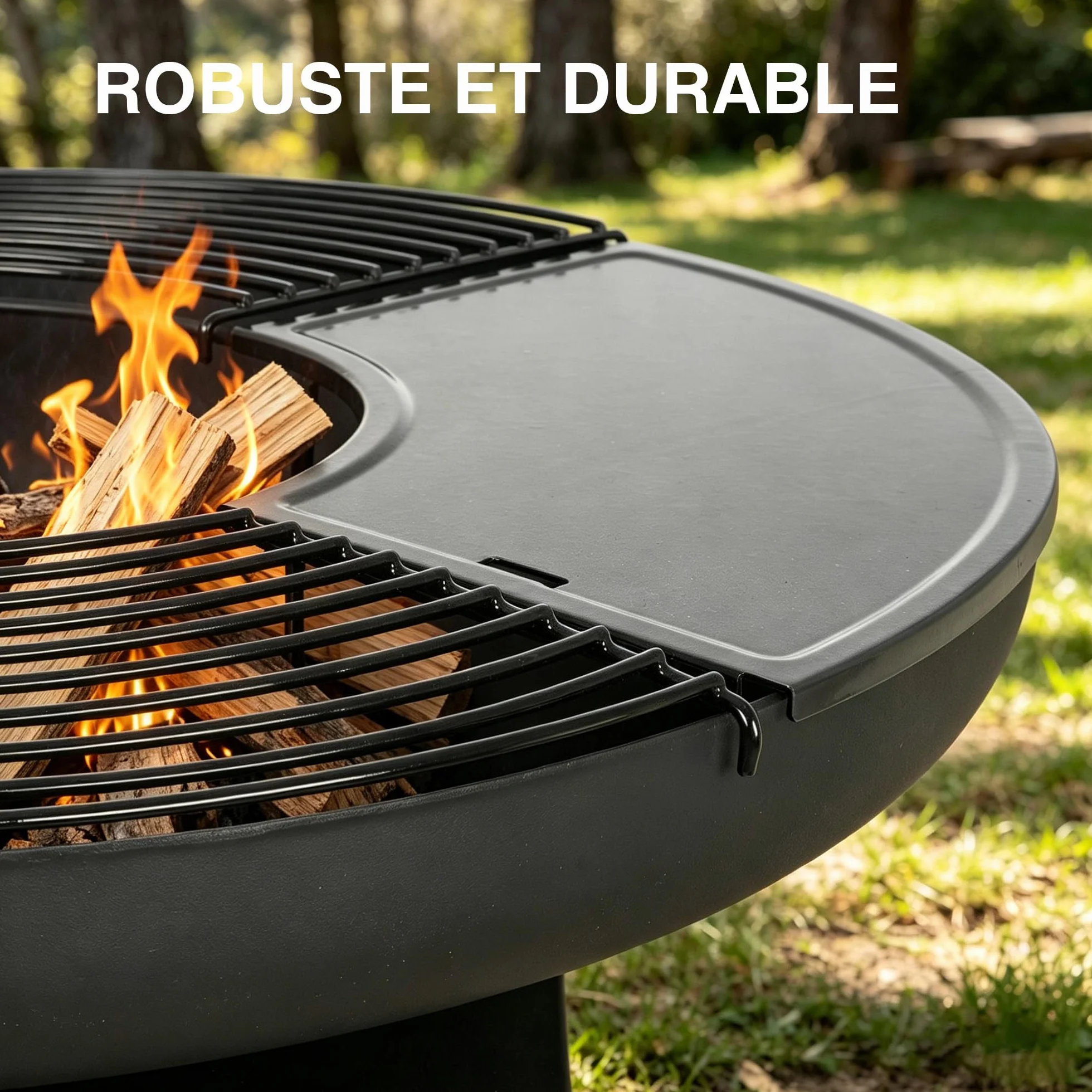 Bali Outdoors Grand Brasero Plancha Ø80 x 92 cm Fer Ensemble Cuisson Extérieur Plaques Grilles Amovibles Foyer Jardin Terrasse