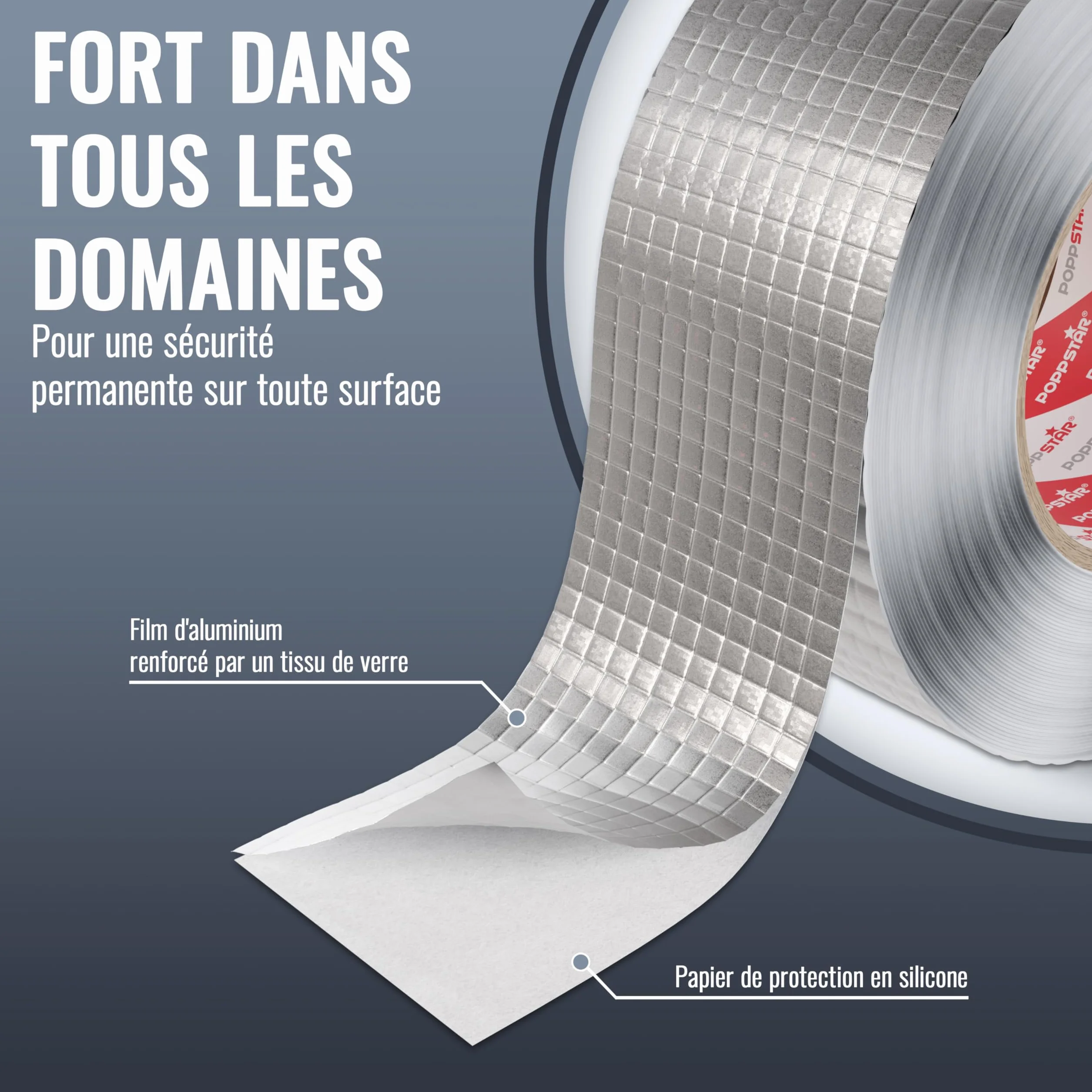 Ruban Adhésif Aluminium Renforcé par Fibre de Verre 50m x 48mm pour Isolation Tuyauteries