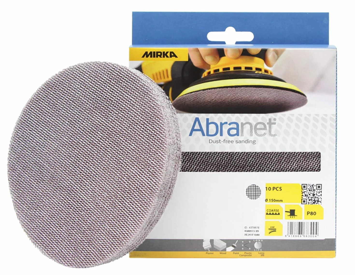 Mirka Abranet Disques abrasifs en filet Ø 150mm autoagrippant P80 10 pcs