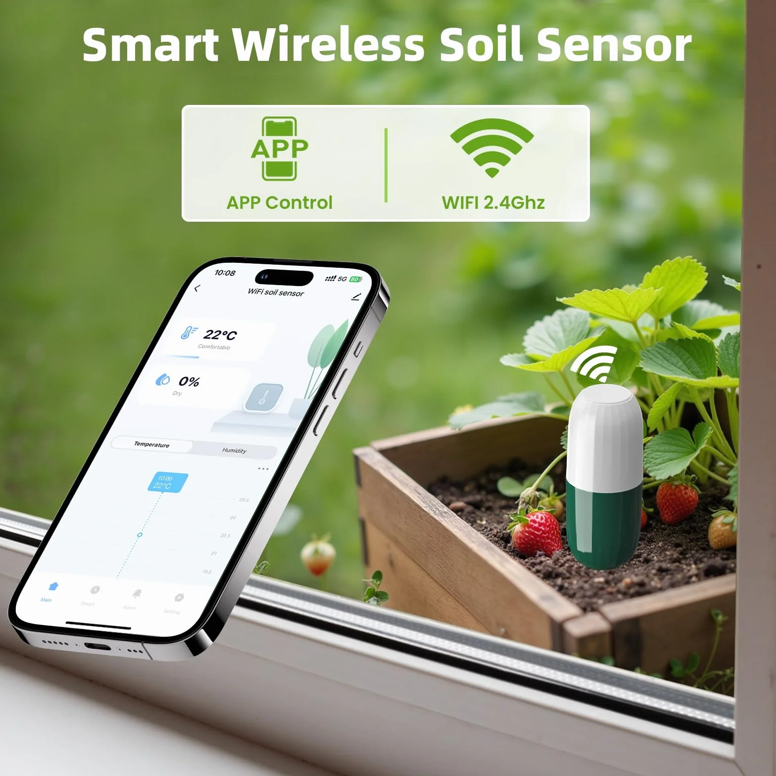 Humidimètre pour plantes Xtsuen, capteur d'humidité du sol sans fil Wi-Fi 2 en 1