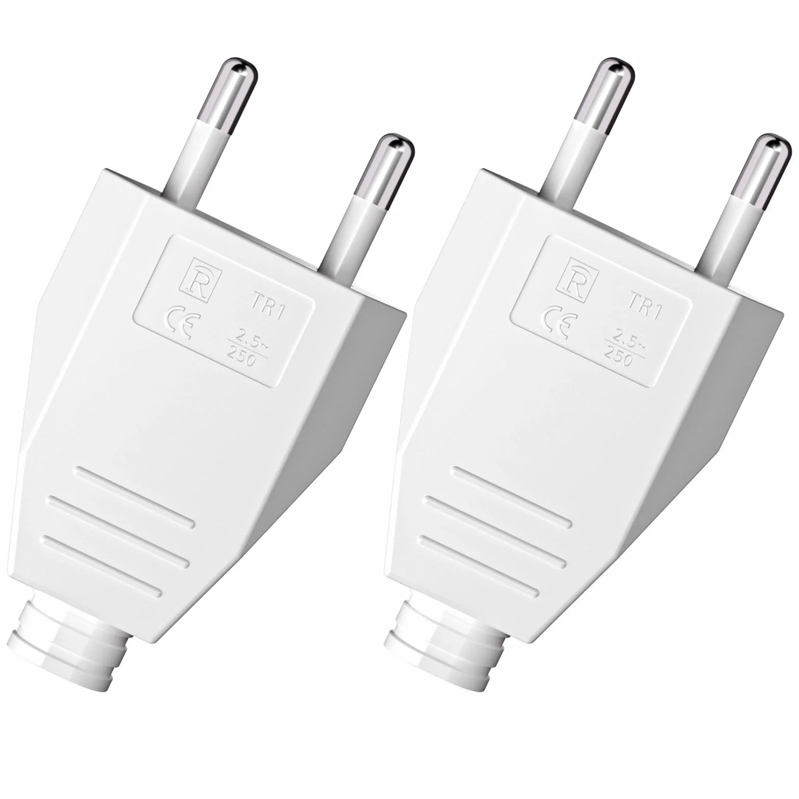 Fiche Européenne Plate 2 Pièces, Prise Electrique Male 250V 2.5A, Fiche Euro Schuko
