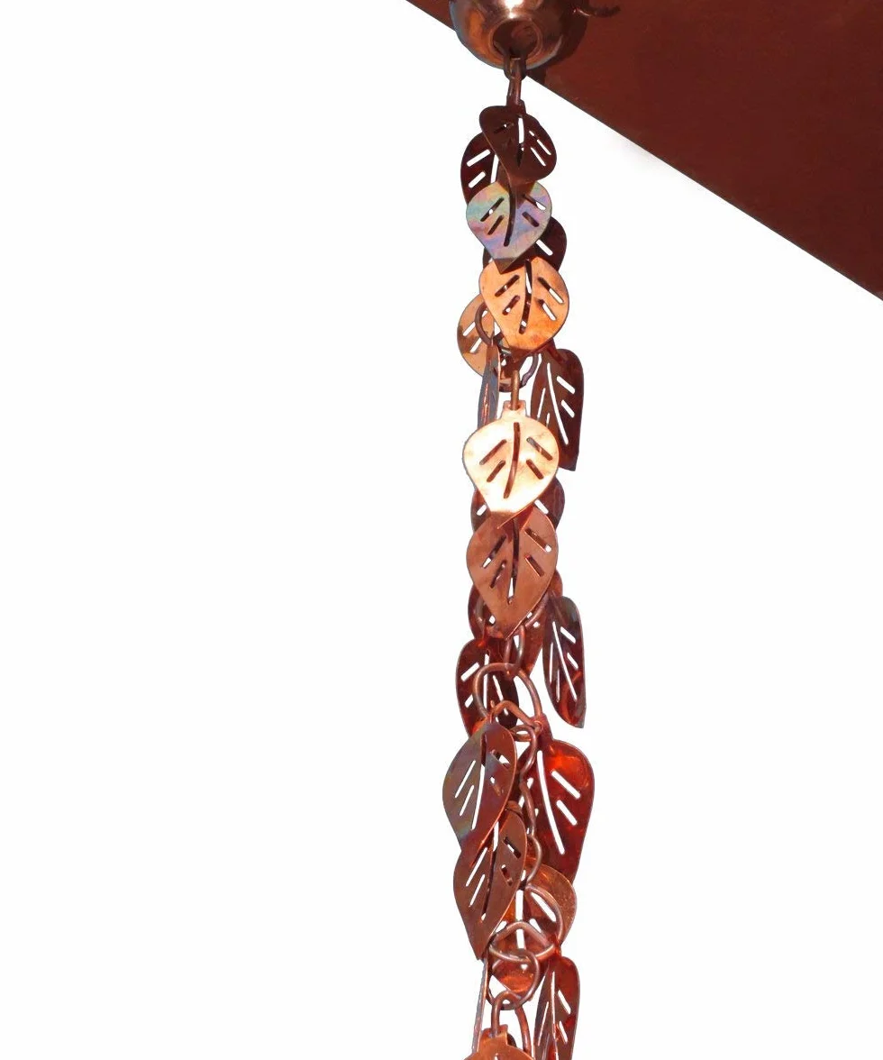 Monarch Copper Cascading Leaves Rain Chain