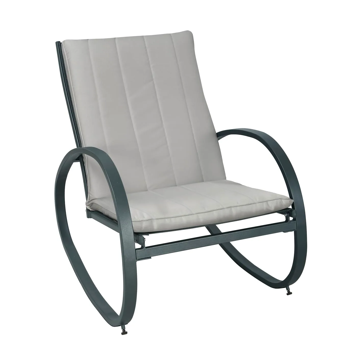 SVITA EIBY Fauteuil à bascule de luxe avec accoudoirs pour l'extérieur, gris clair/gris foncé