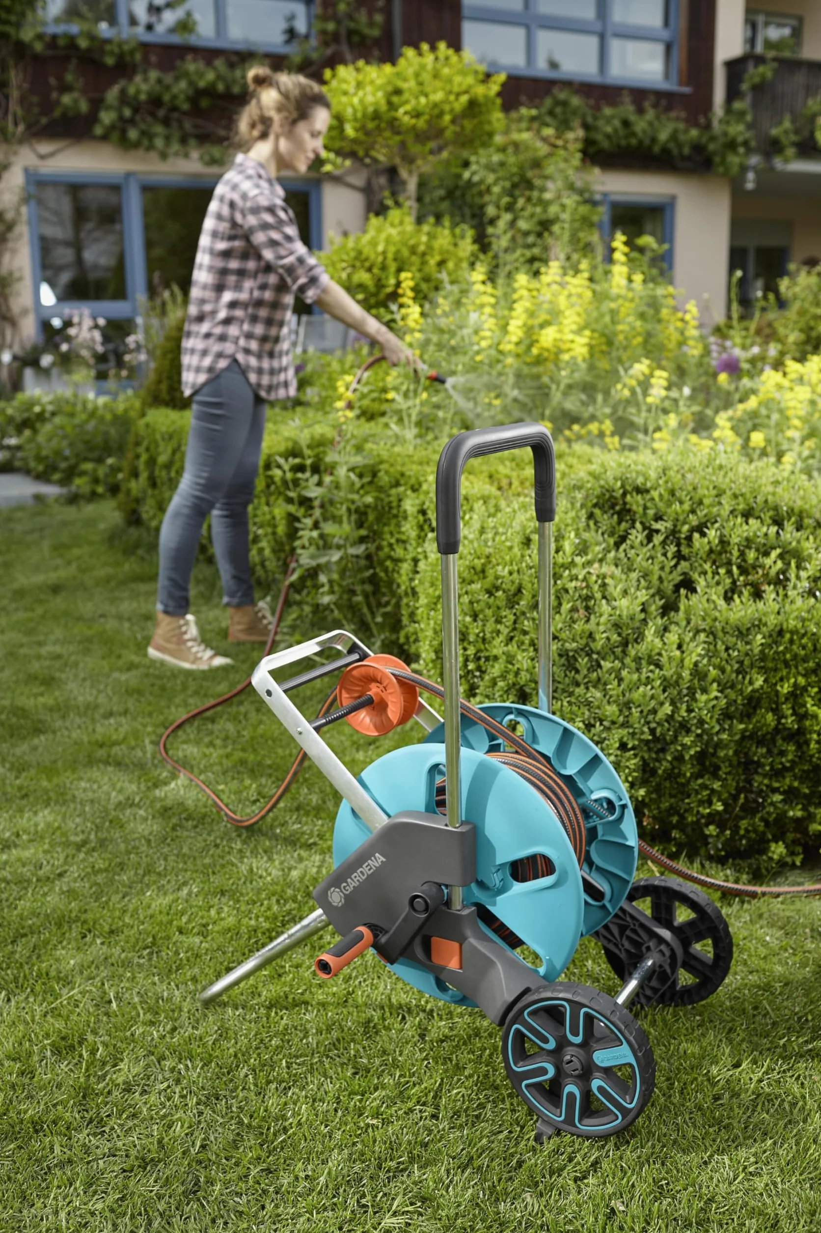 Gardena CleverRoll M Easy dévidoir sur roues 60 m cadre métallique robuste antigoutte