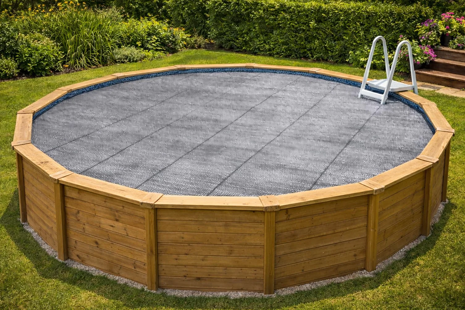 Bâche Solaire Piscine Ronde 366 cm Gris Silver 215 Microns