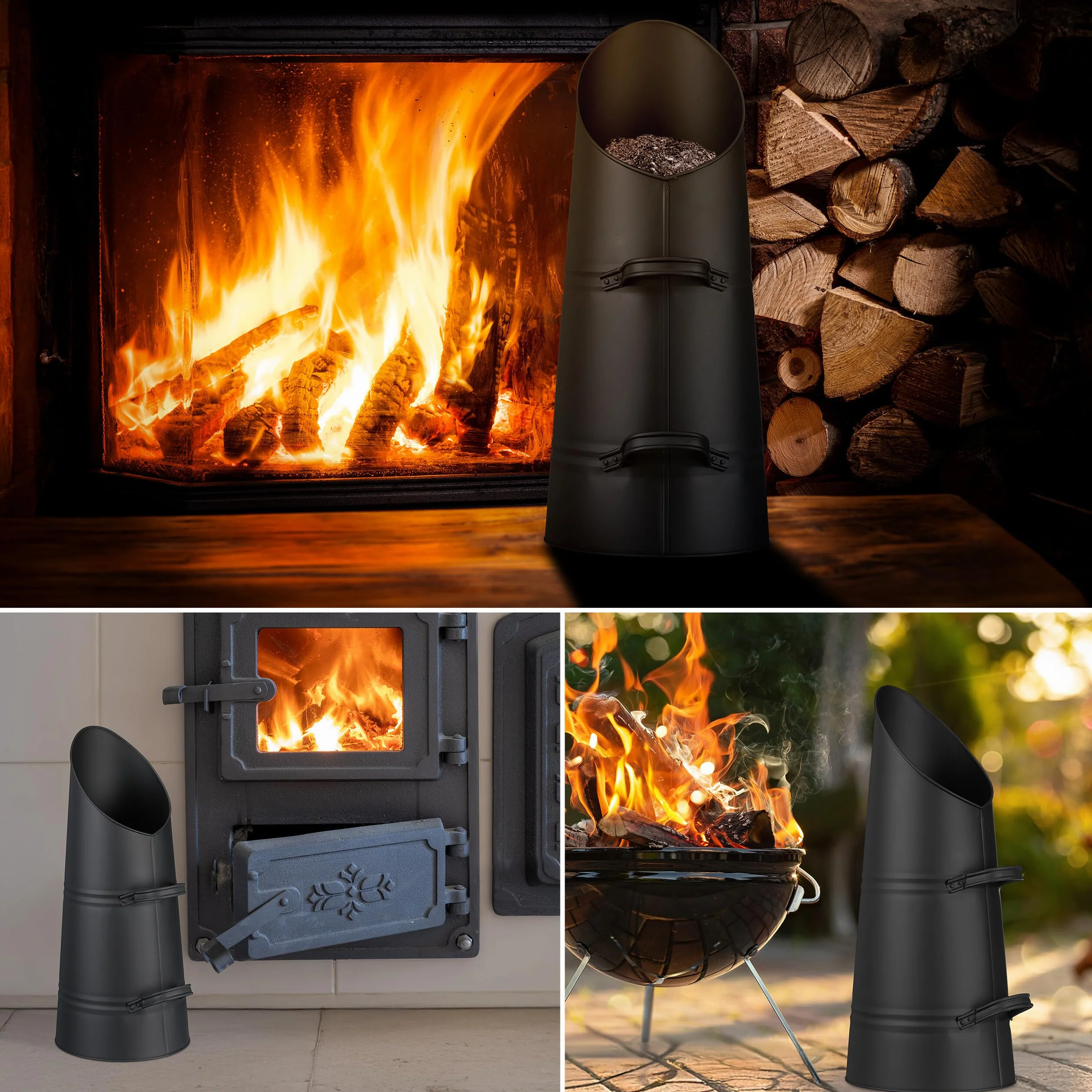 Relaxdays Charbonnière métallique 16 litres Noire
