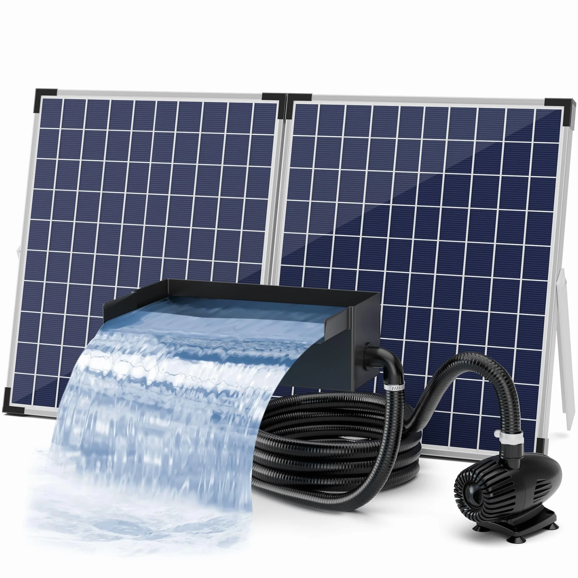 Biling Kit cascade solaire bassin jardin acier inoxydable 20 cm pompe 2100 l/h