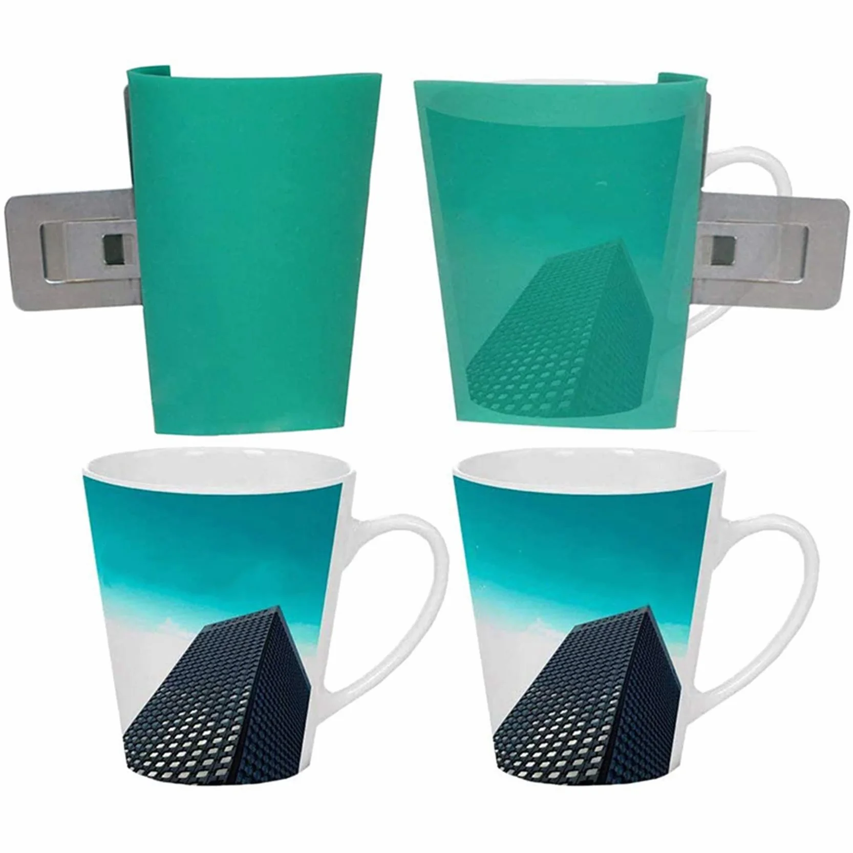 Moule Silicone 3D Sublimation Tasse Conique 12Oz avec Pince Fixation