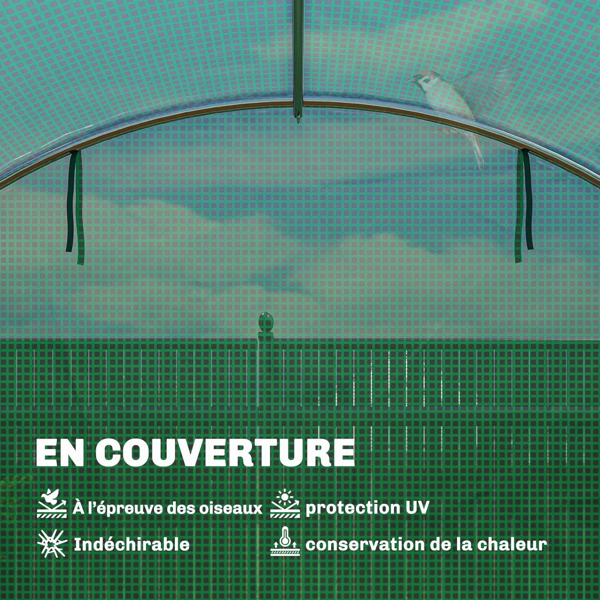 Outsunny Serre Tunnel de Jardin 12m², Serre de Jardin Tunnel 295x400x200cm avec Cadre en Acier galvanisé, 2 Portes et 8 fenêtres avec moustiquaires pour extérieur bâche PE Haute densité 140 g/m² Vert