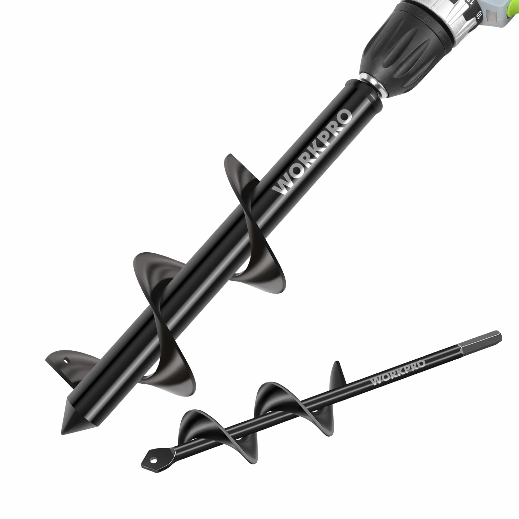 WORKPRO Mèche Jardin Tarière Ø 80 et Ø 40 mm 2 Pièces, Forets de Jardin en Spirale, Outil de Plantation Pratique pour Faire Rapidement Trou et Planter des Fleurs Arbres Arbustes