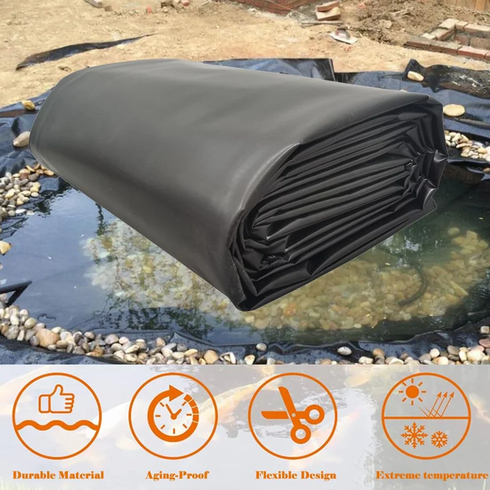 Bâche de bassin flexible polyéthylène haute densité Noir 0,5 mm 6x6 m jardin aquatique