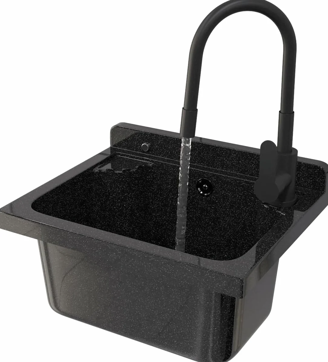 Évier extérieur Buanderie Lavabo extérieur siphon polypropylène noir GRANITAN