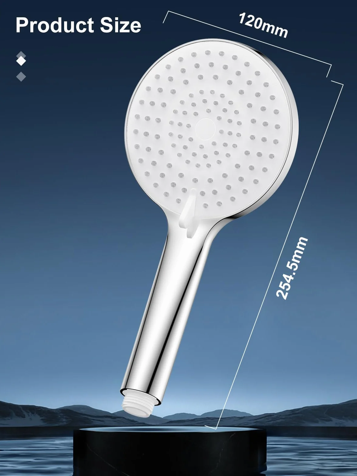 Pommeau De Douche Haute Pression YEAUPE PRO Avec Tuyau 1,6M - 3 Jets Anti Calcaire Chromé