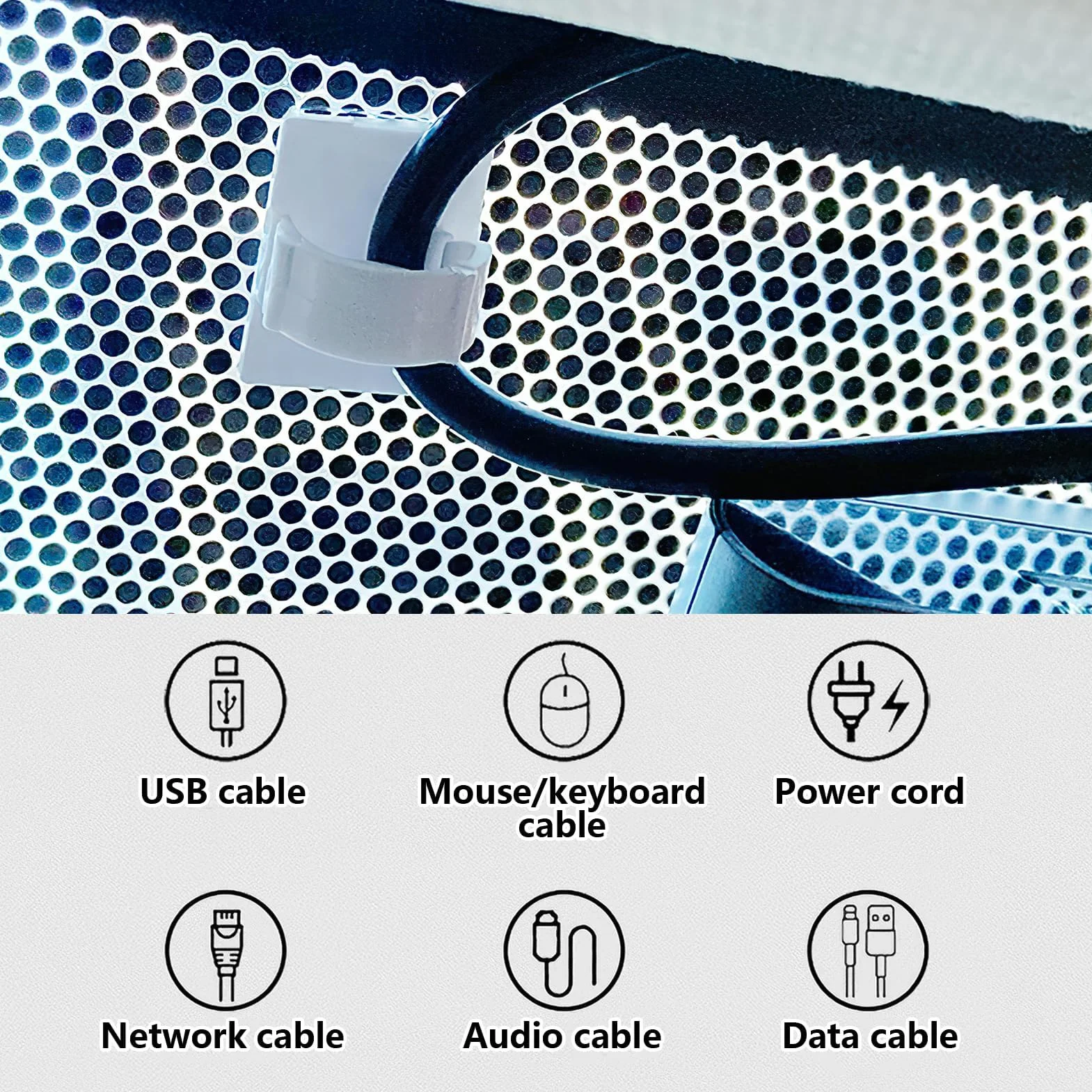 Clips Organiseur de Fils Electriques Réglable Lot de 30, Gestion des Câbles en Fibre Optique, Attache Cable Mural