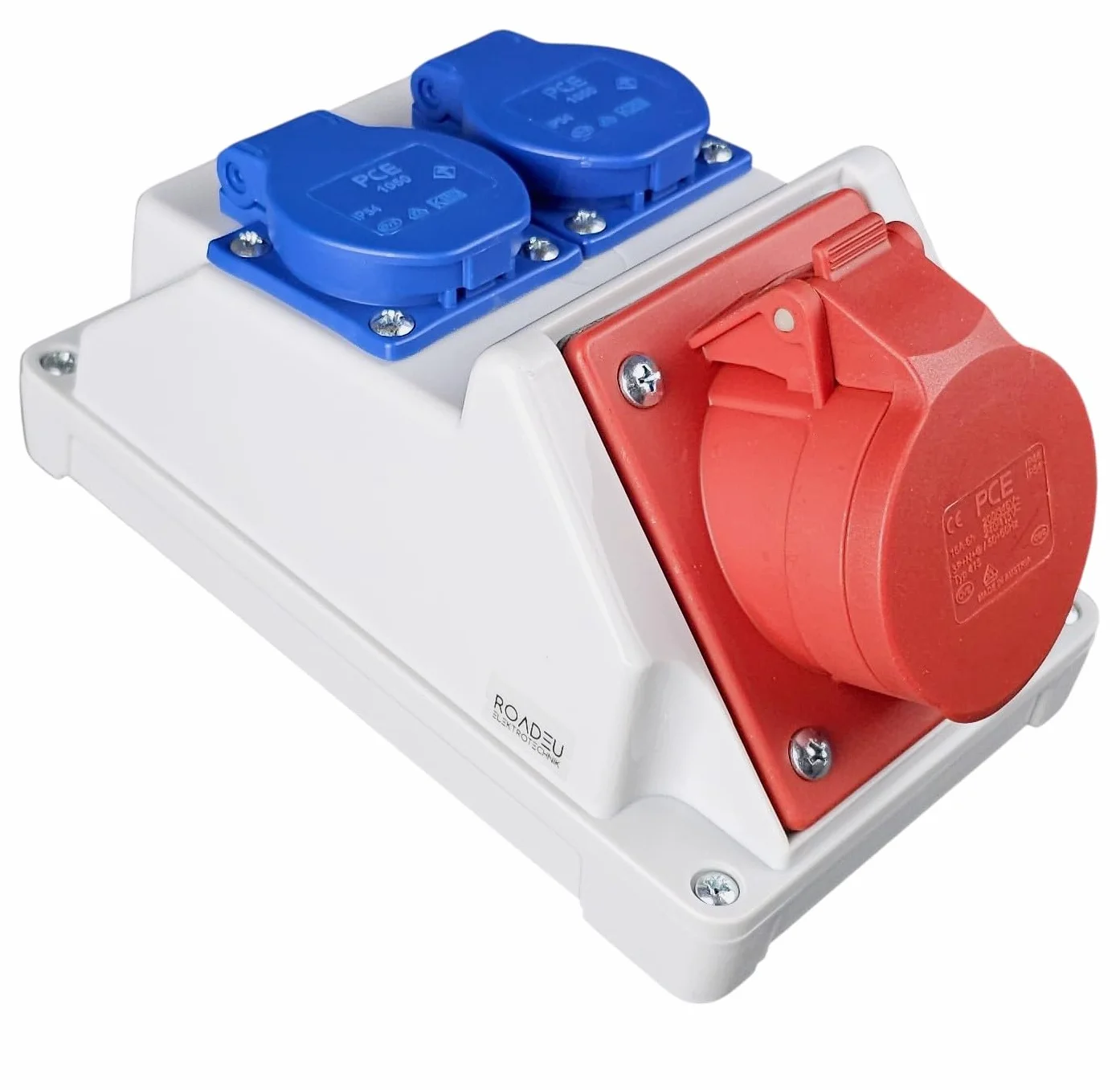 RoadEu Prise Murale Combinée IP44 1x CEE 16A 5P 400V + 2x Prises 230V Répartiteur de Courant