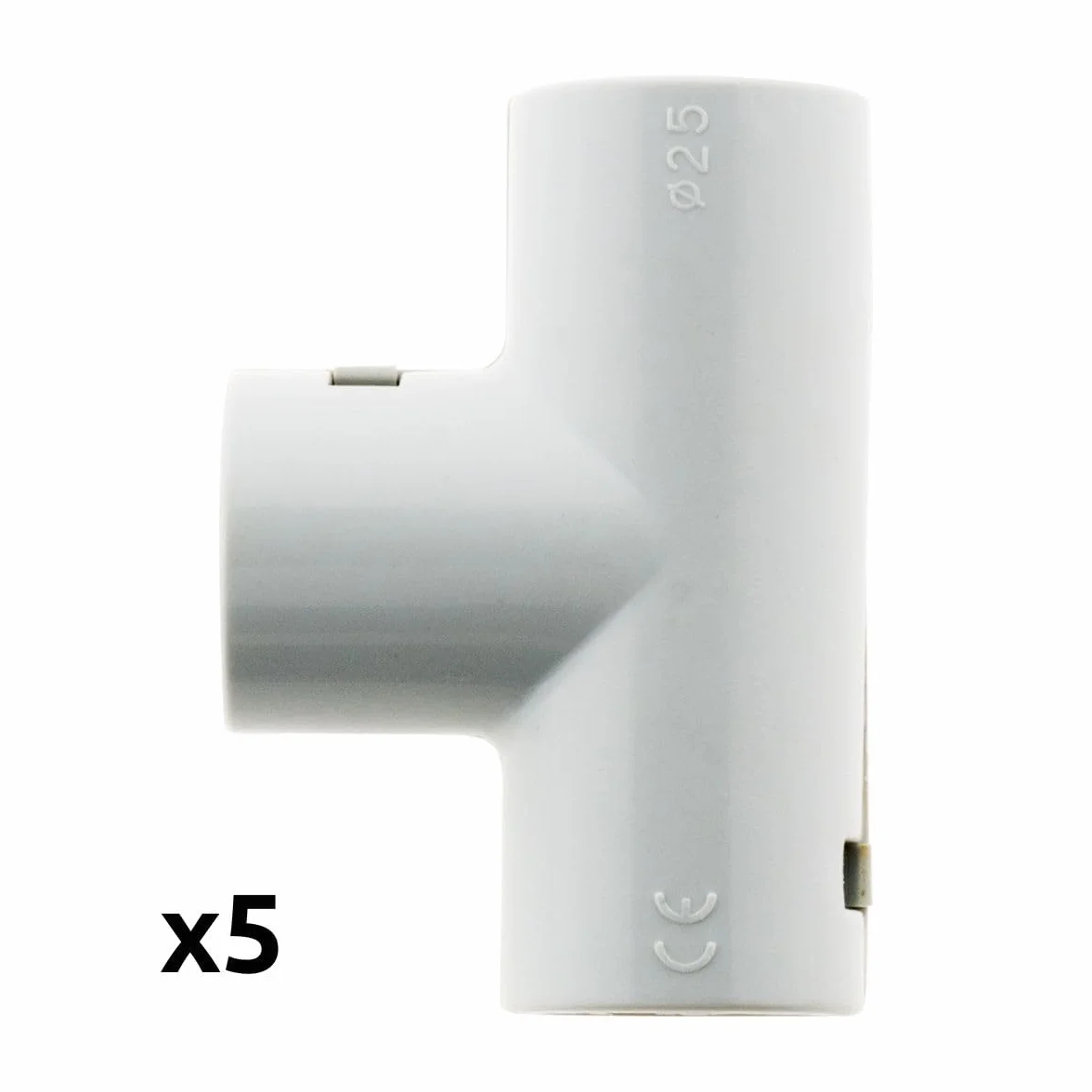 Zenitech Lot 5 Tés pour Tube IRL Ø25mm Gris