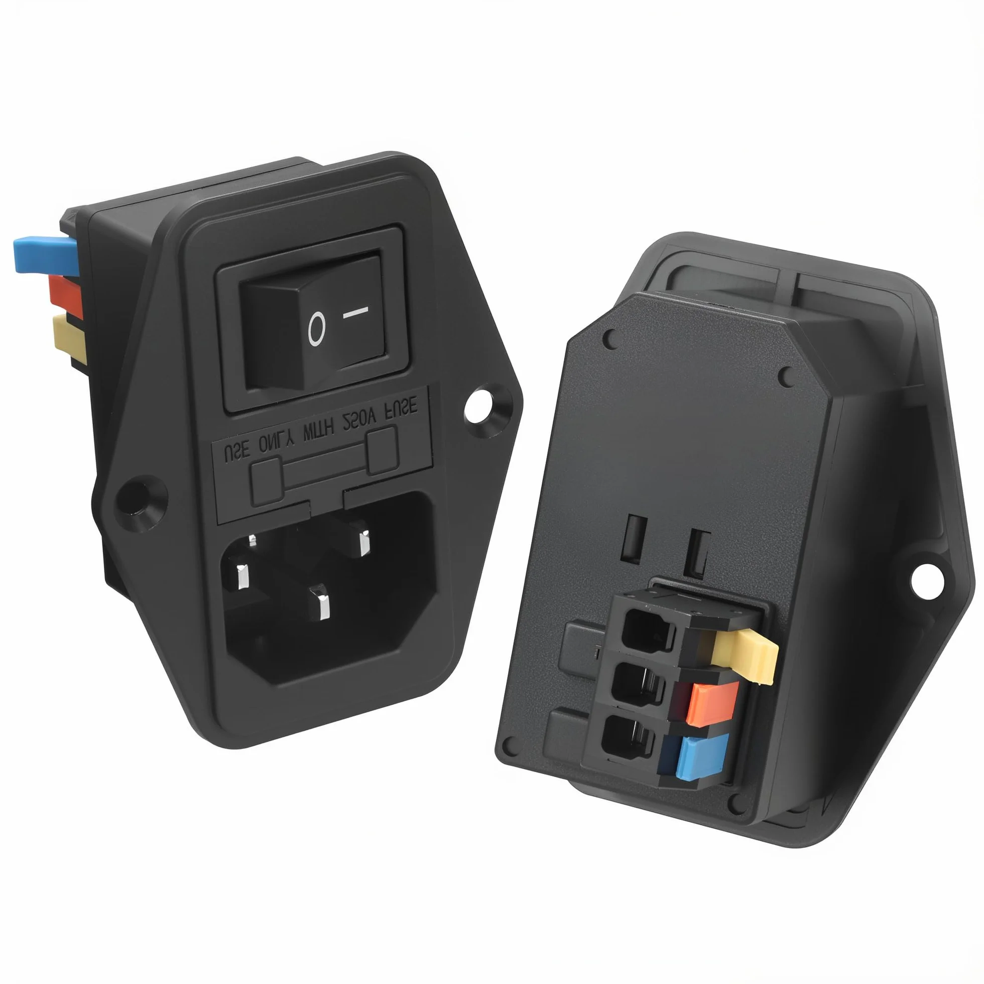 YACSEJAO IEC320 C14 Lot de 2 connecteurs femelles encastrables interrupteur AC 250 V 10 A 3 broches
