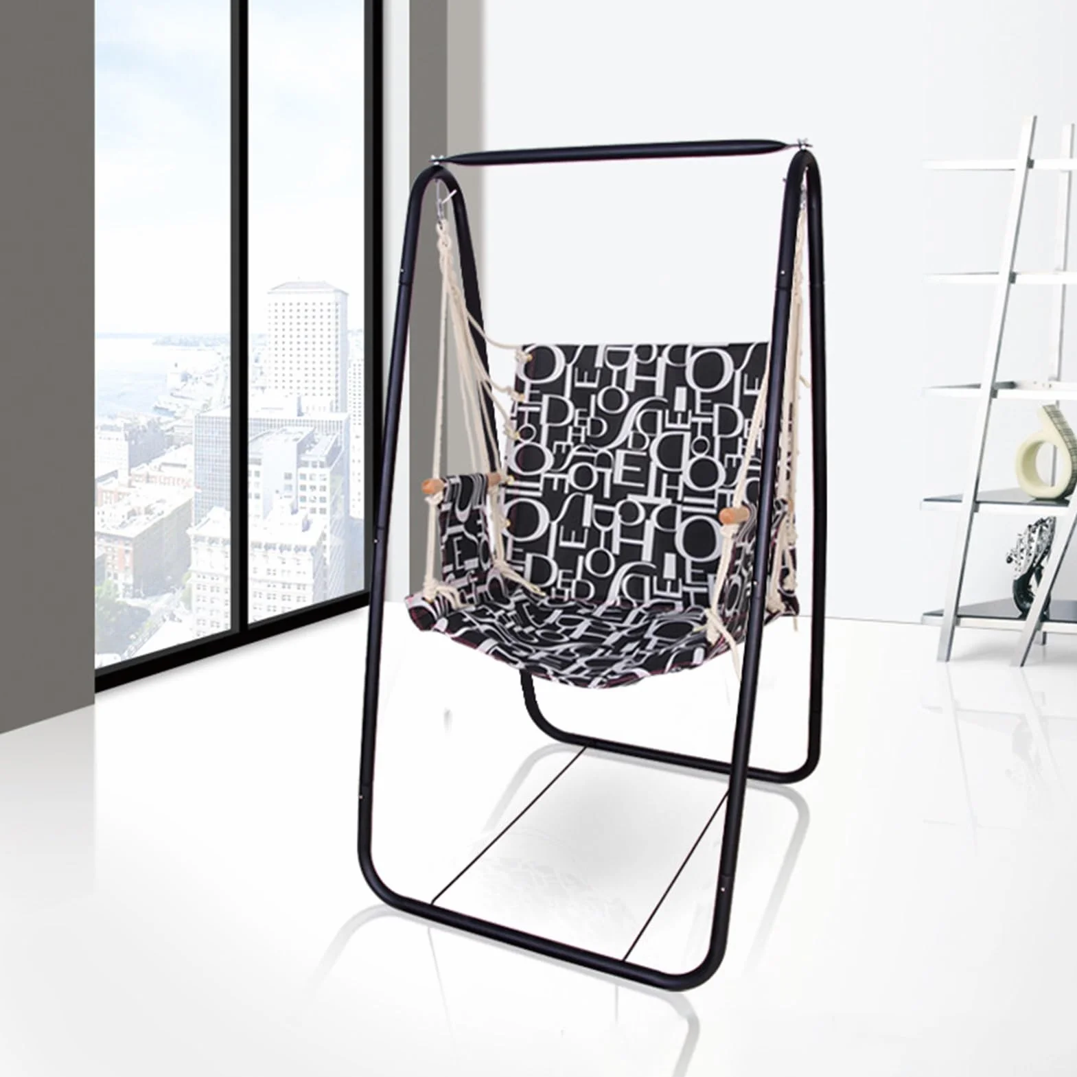Support de chaise hamac, cadre de balançoire en forme de A, cadre de hamac pliable robuste, support de balançoire en métal pour intérieur ou extérieur, capacité de 99,8 kg, balancelle non